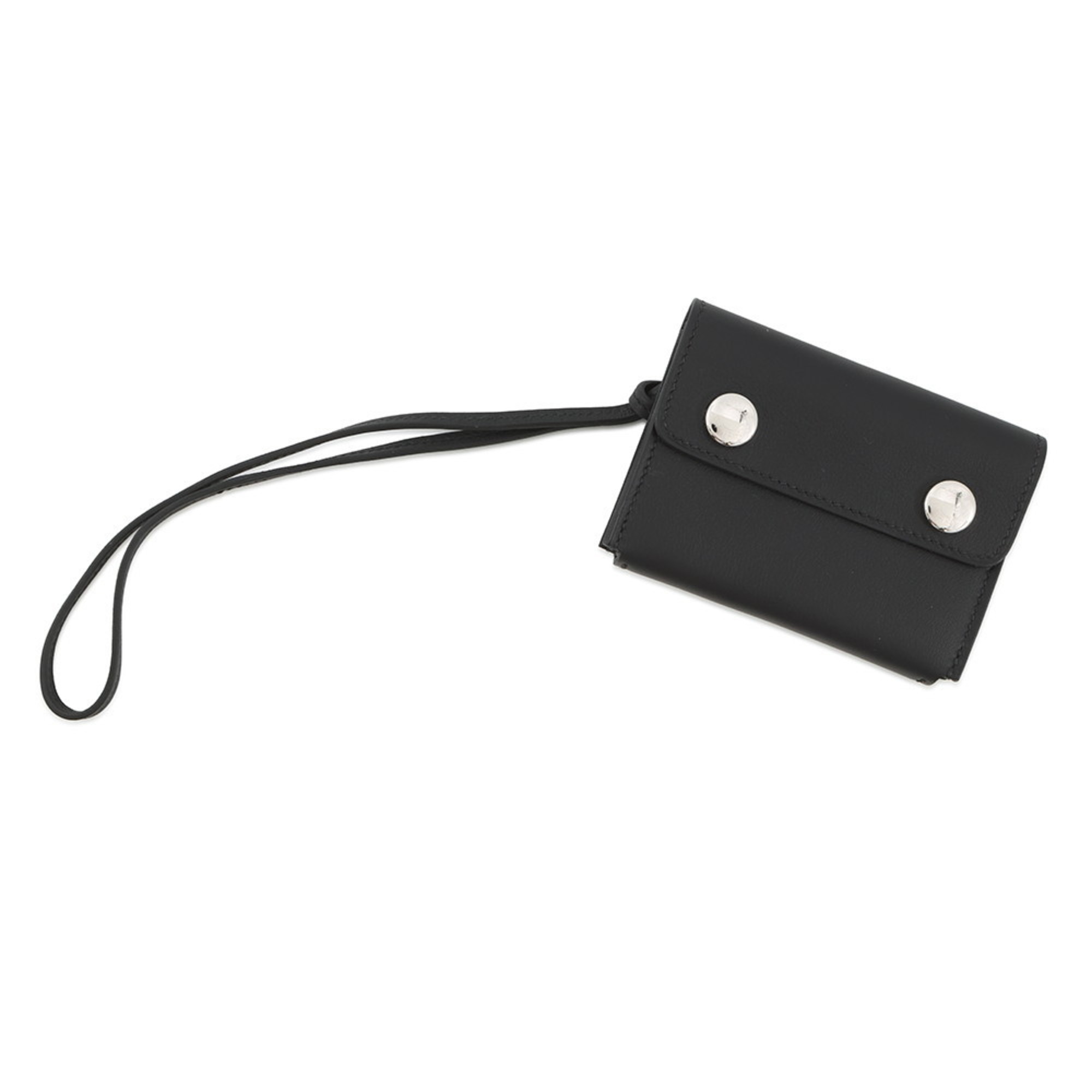 Hermes Snap Black Swift W Stamped Card Case, Business Case