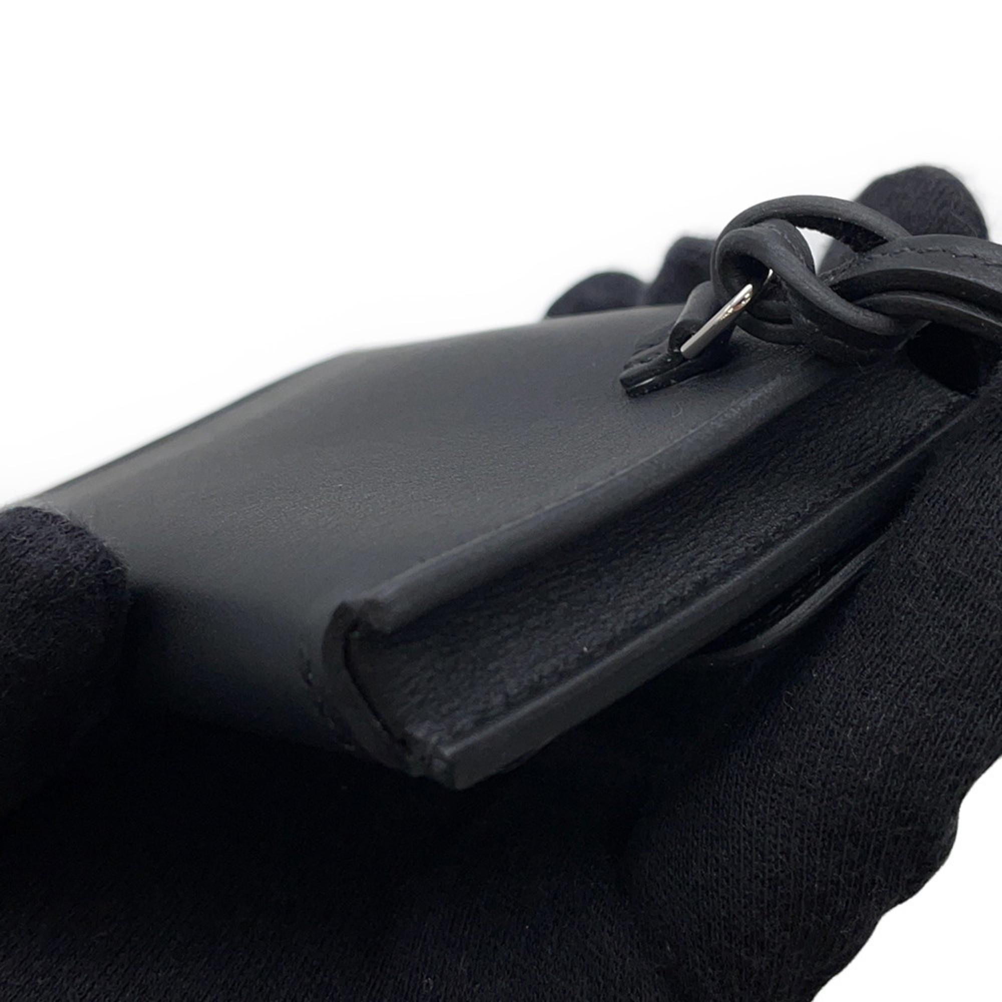 Hermes Snap Black Swift W Stamped Card Case, Business Case