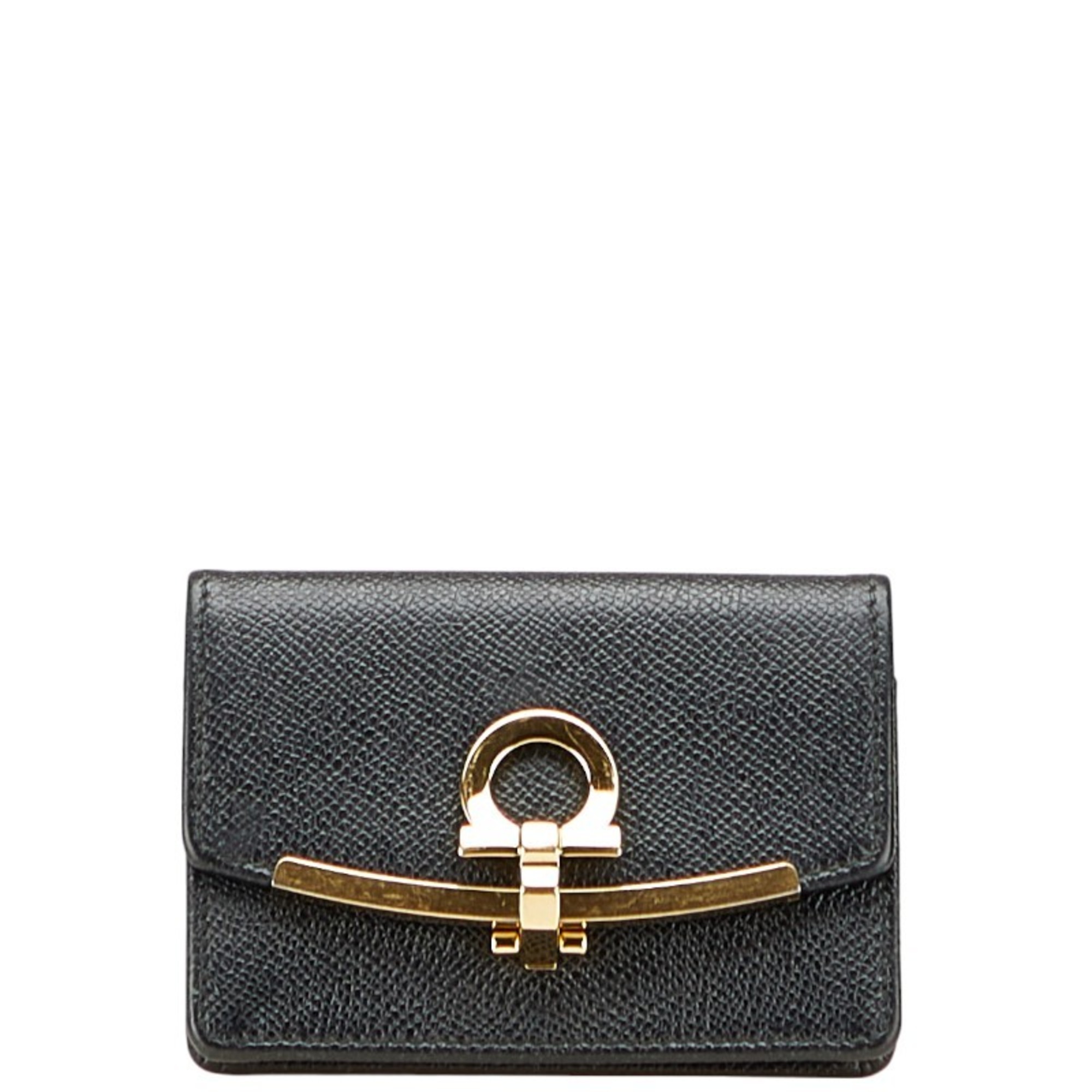 Salvatore Ferragamo Gancini Card Case in Black Leather for Women