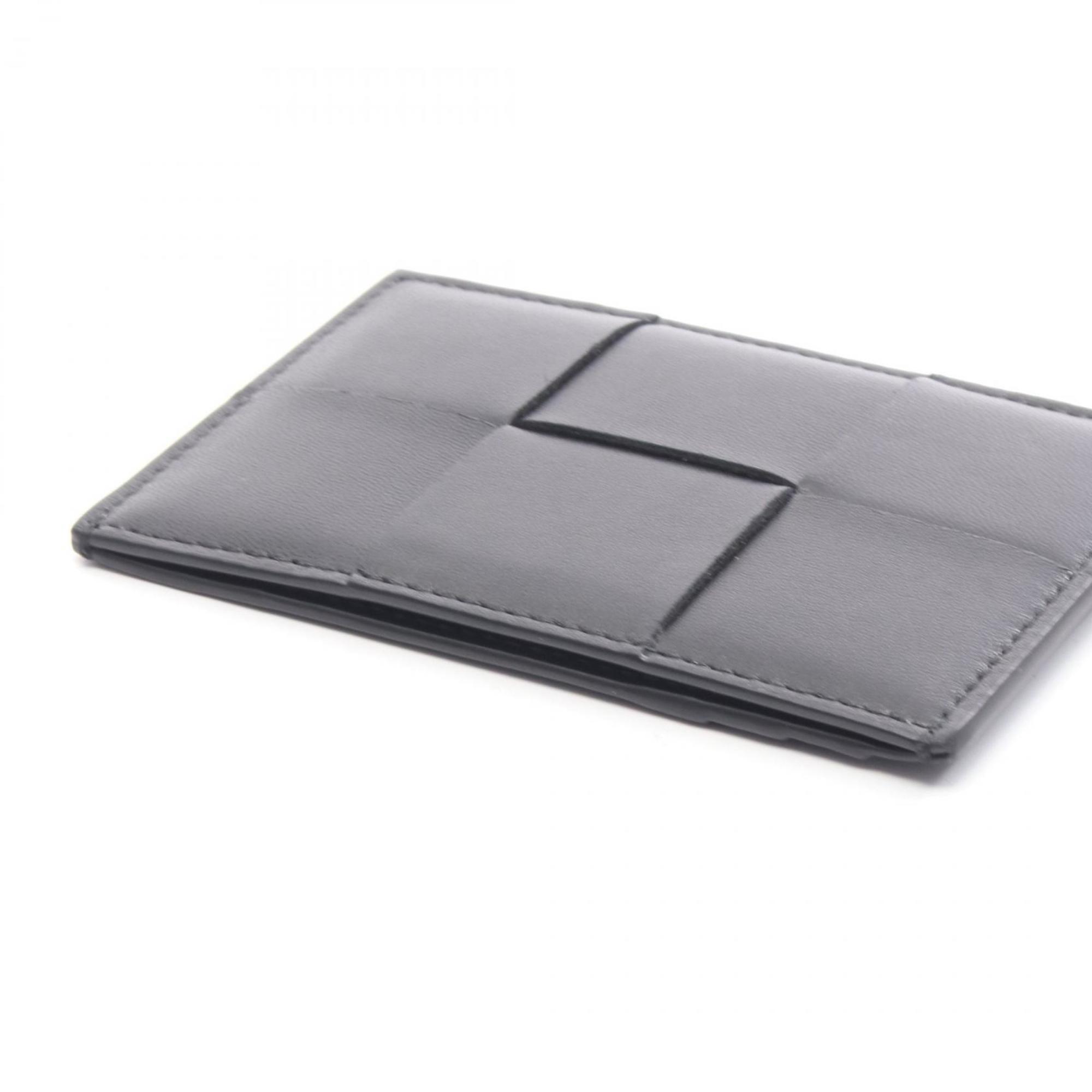Bottega Veneta Cassette Maxi Intrecciato Business Card Case, Leather, Black, for Men and Women, 748052