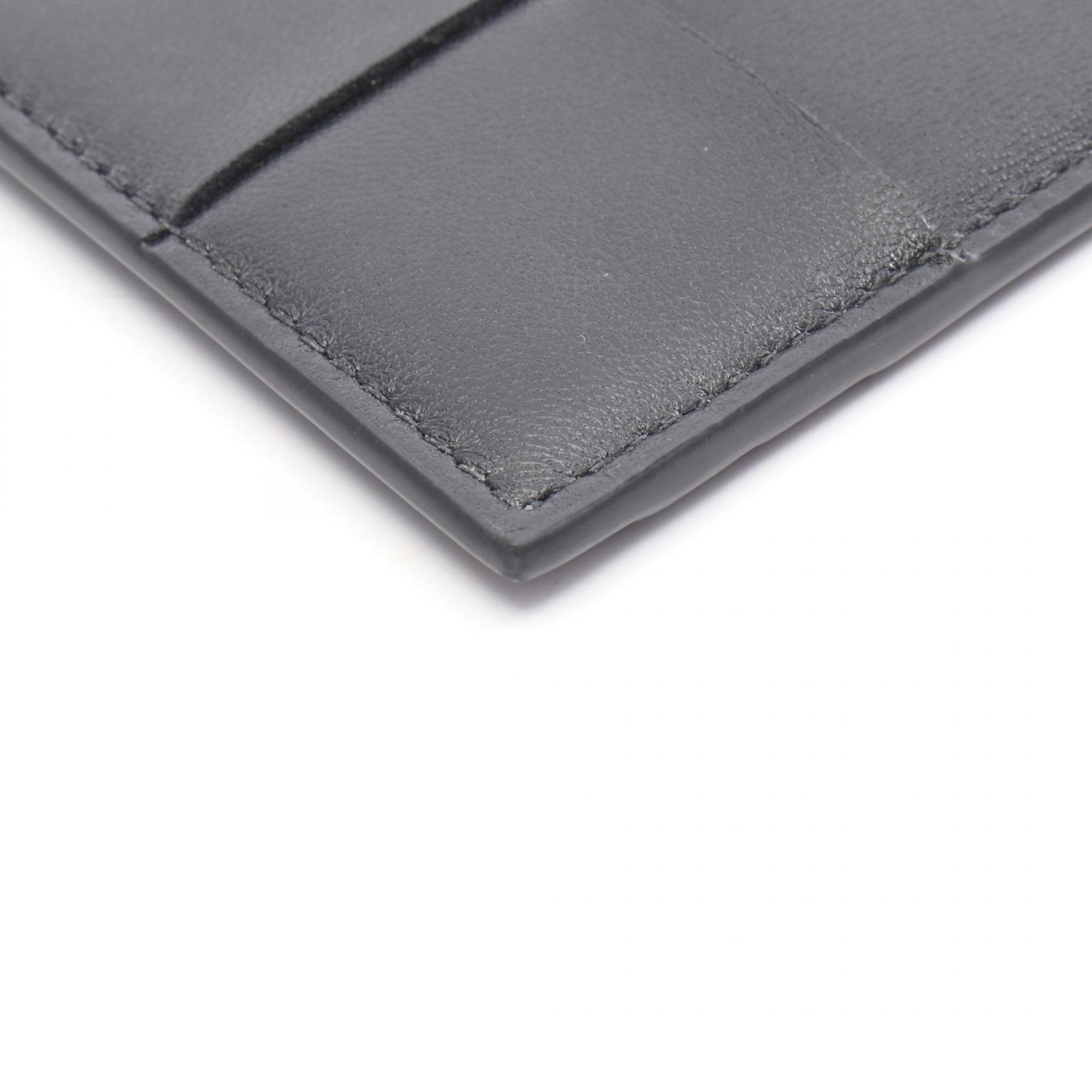 Bottega Veneta Cassette Maxi Intrecciato Business Card Case, Leather, Black, for Men and Women, 748052