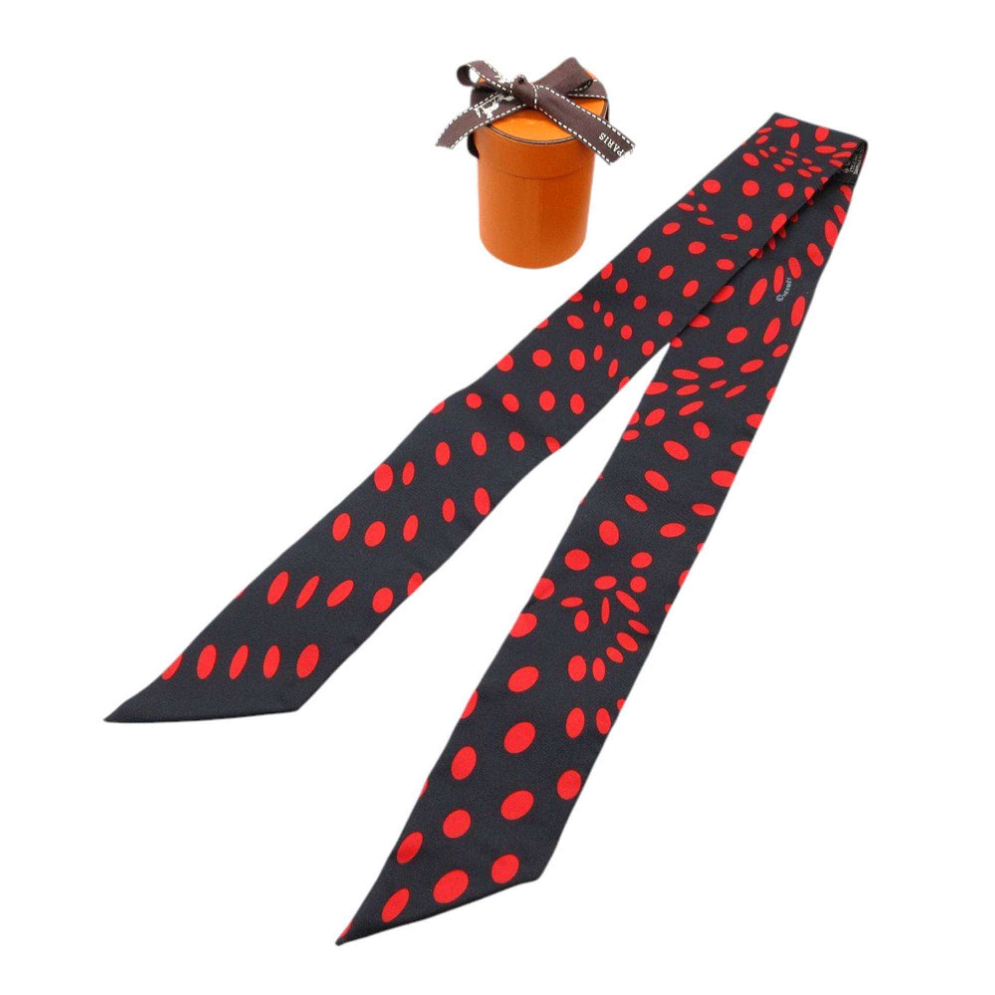 Like new Hermès Twilly Ora Flamenca Scarf/Muffler Silk Black/Red 0176 HERMES