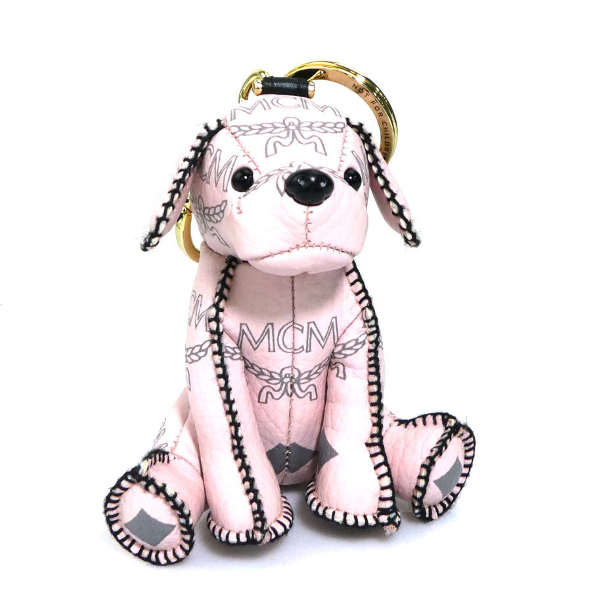 MCM Charm Dog Leather Pink Men's Women's r10597i