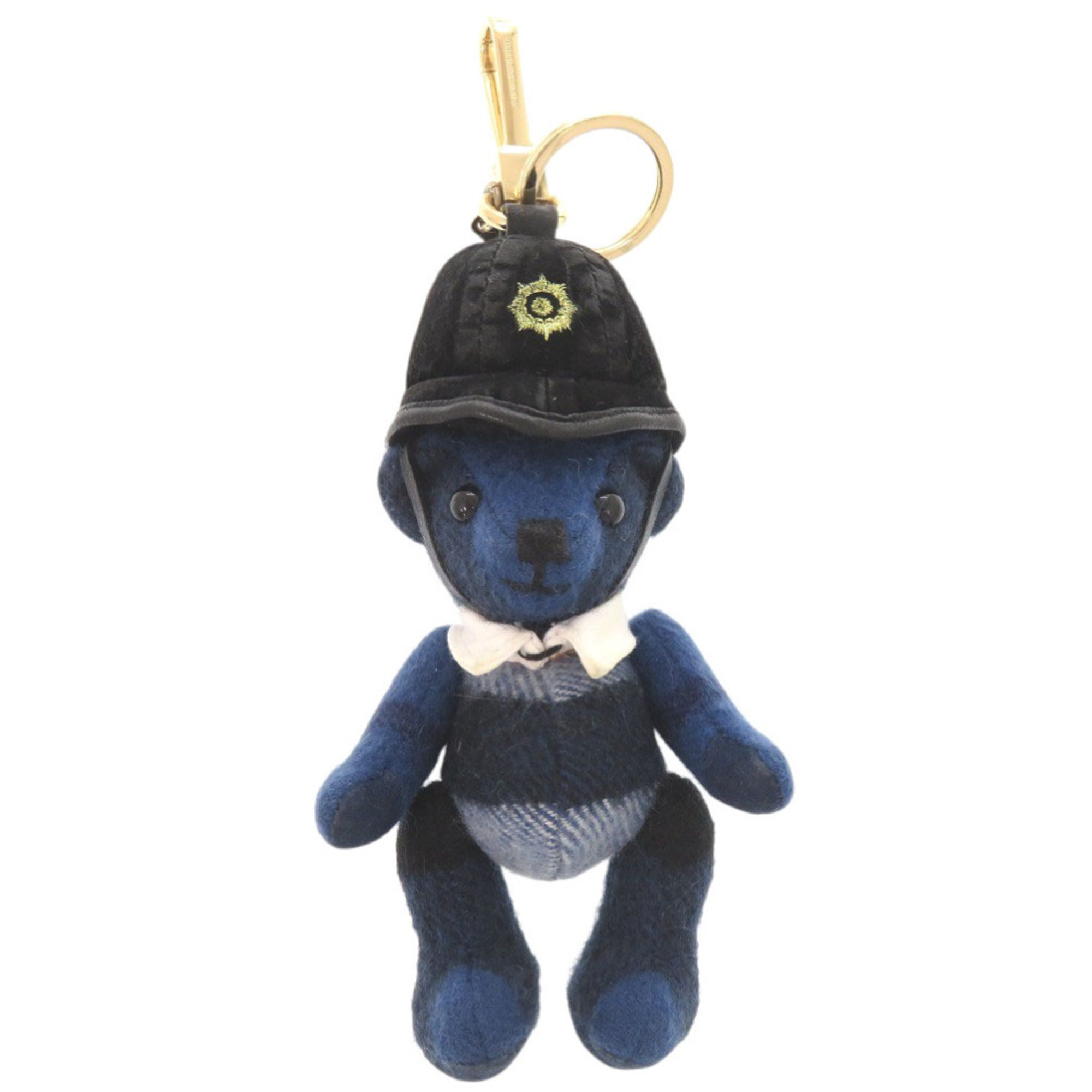 Burberry Thomas Bear Charm Cashmere/Leather Blue Keychain 1675 BURBERRY