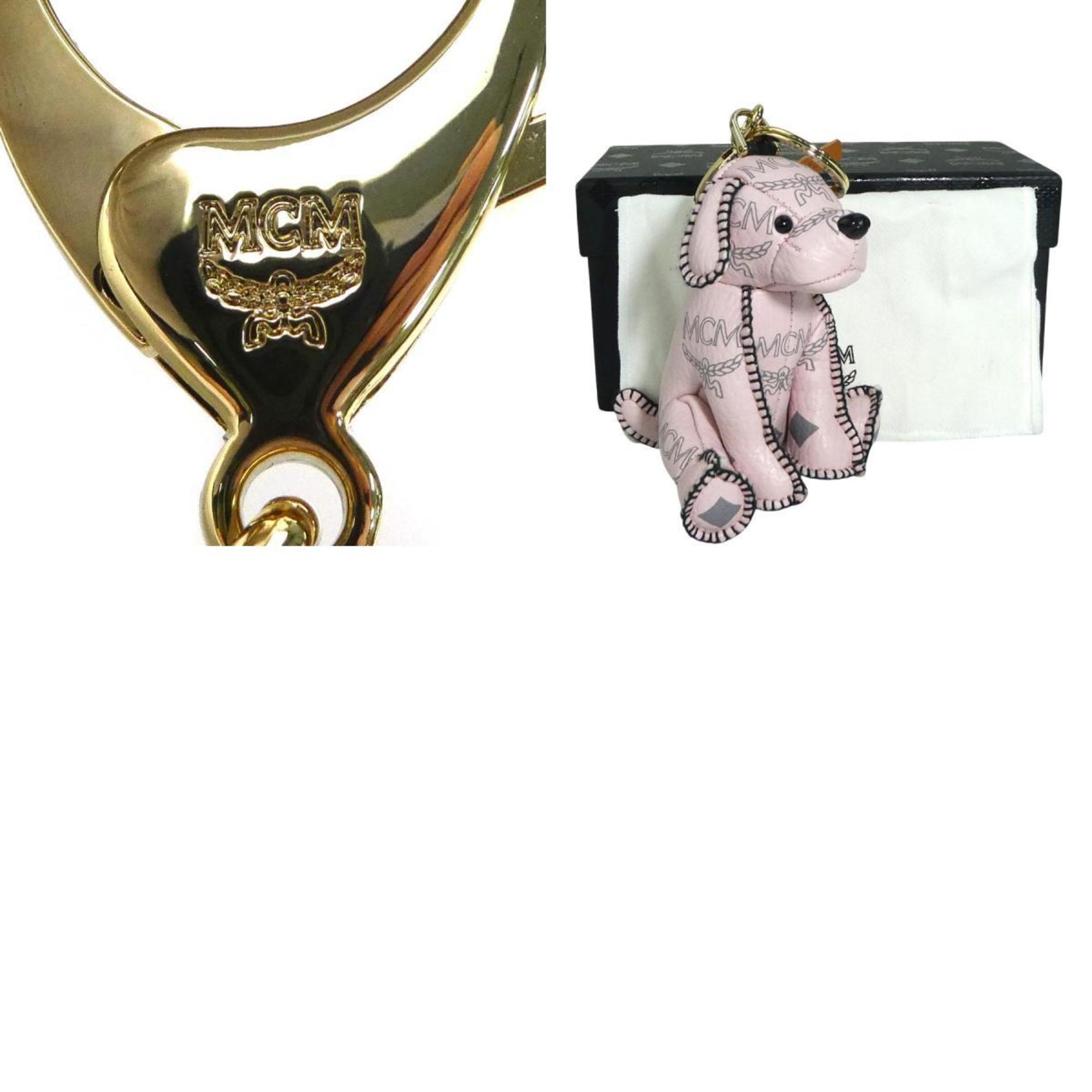 MCM Charm Dog Leather Pink Men's Women's r10597i