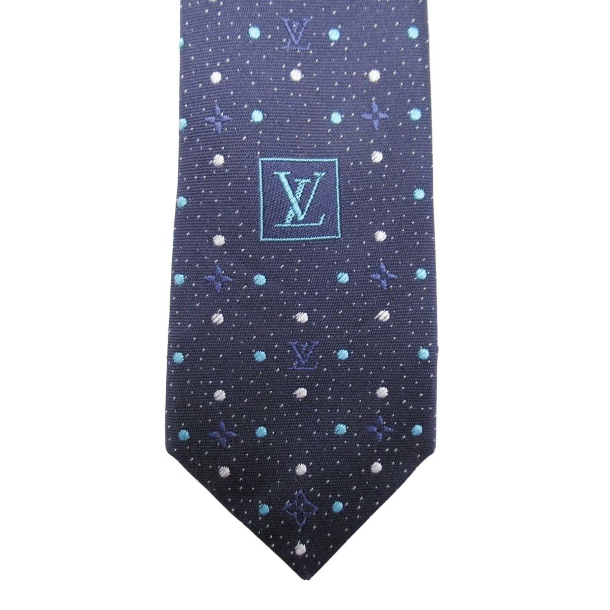 LOUIS VUITTON Constellation Dot Tie with Marine Logo and Monogram Pattern, M79450, Navy Blue, Men's