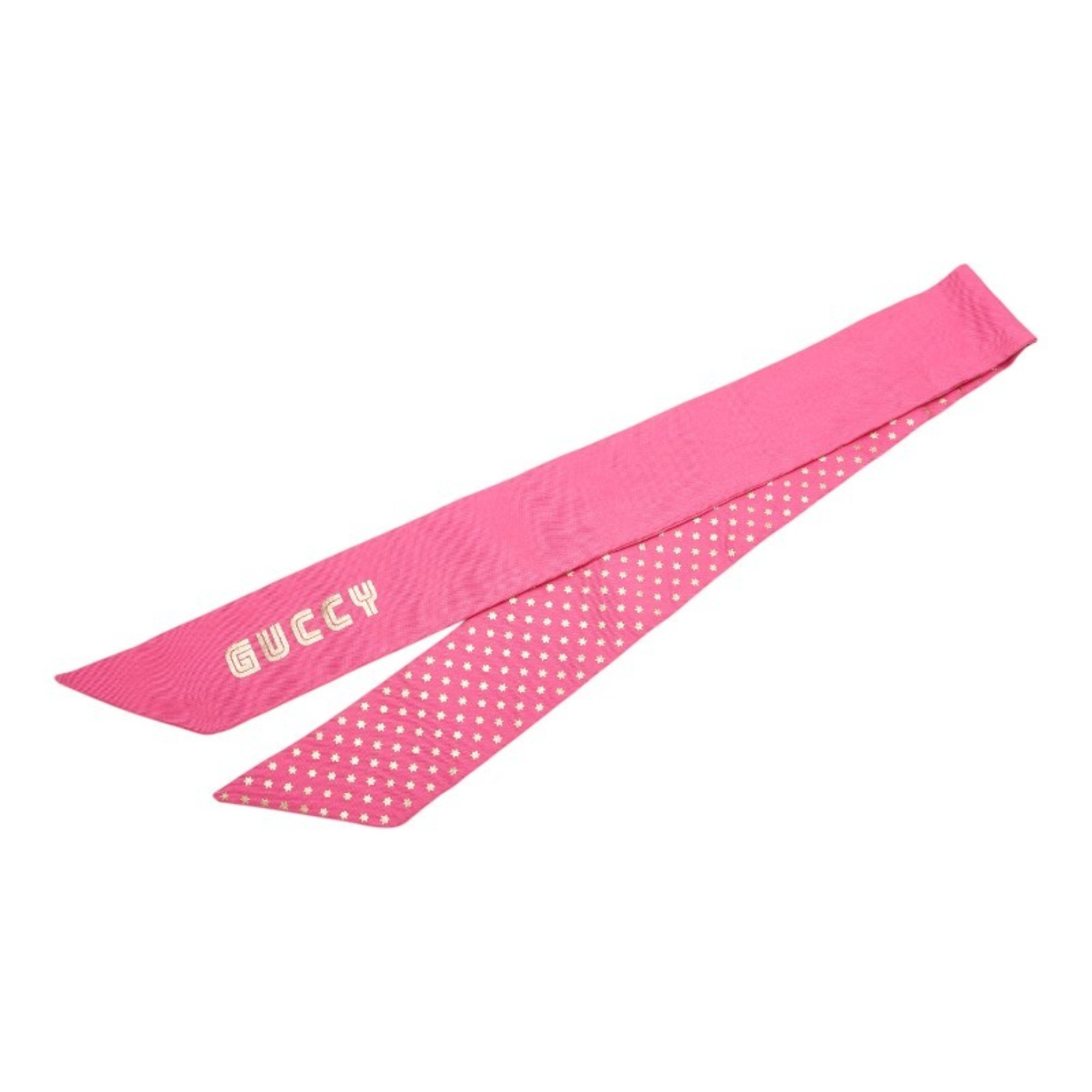 Gucci Sega Logo 18SS Scarf Muffler Pink Gold Silk Women’s GUCCI