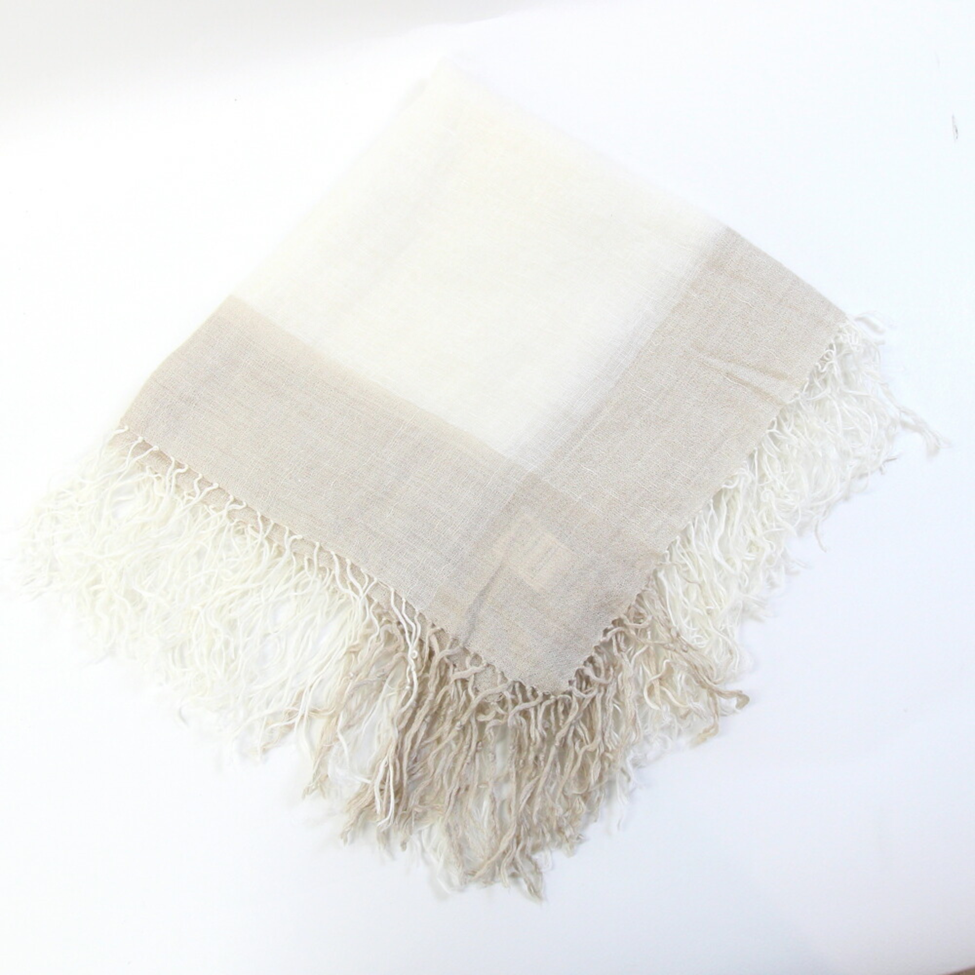 Brunello Cinnelli Brunello Cucinelli Large Cashmere Chiffon Shawl in Ivory and Beige for Women