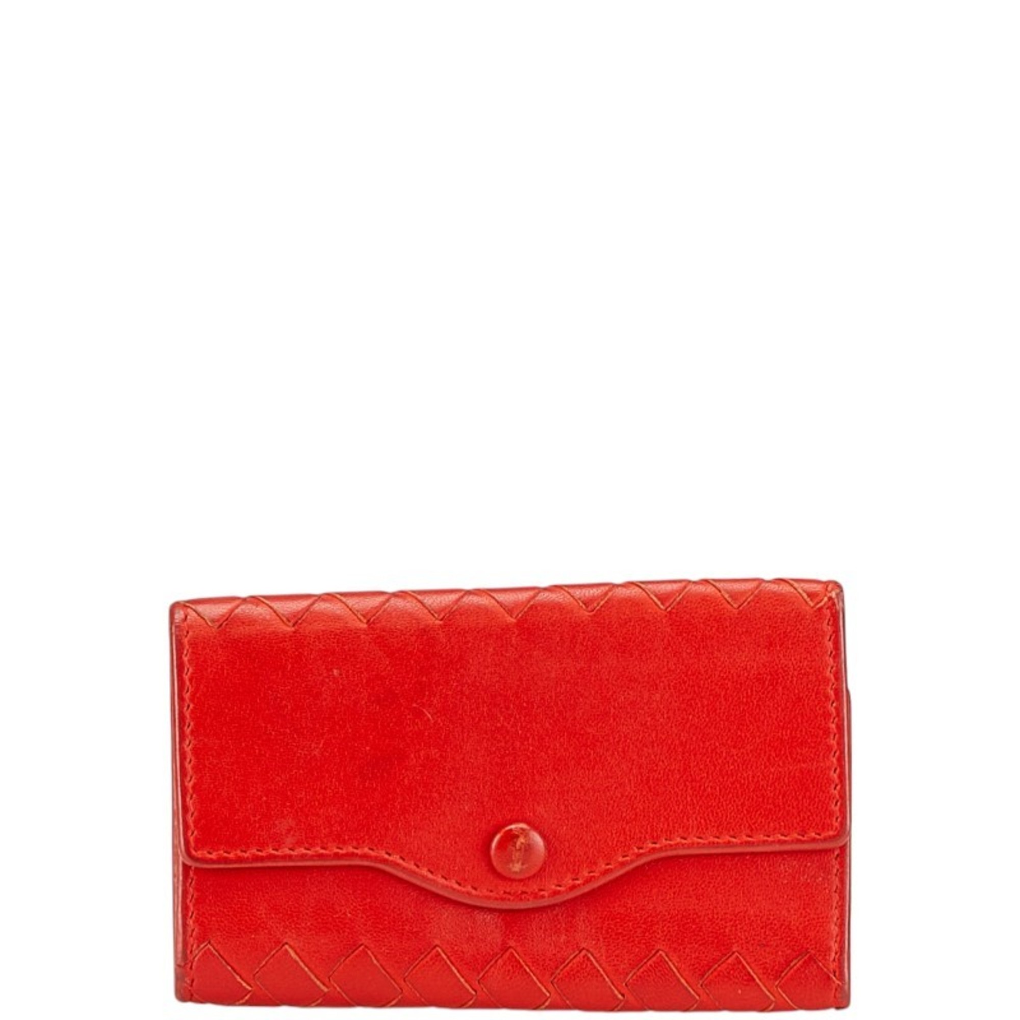 Bottega Veneta Intrecciato 6-ring key case in red leather for women.