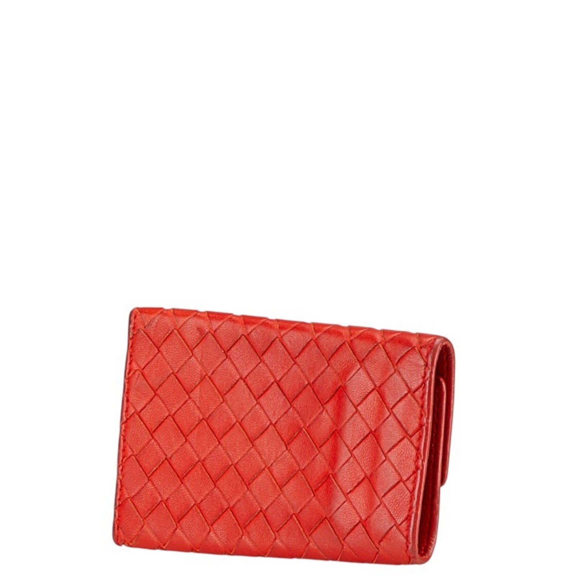 Bottega Veneta Intrecciato 6-ring key case in red leather for women.