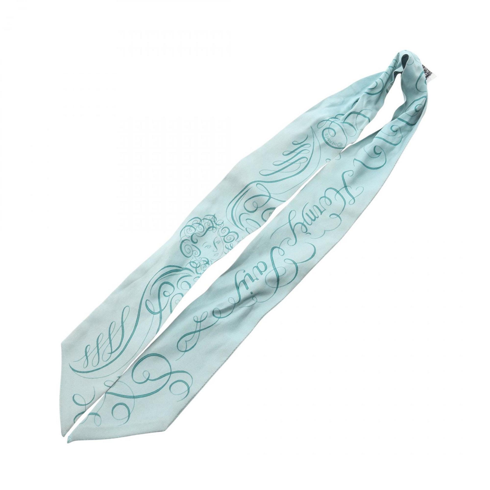 Hermes Hermès Twilly Silk Scarf for Women, Blue and Green