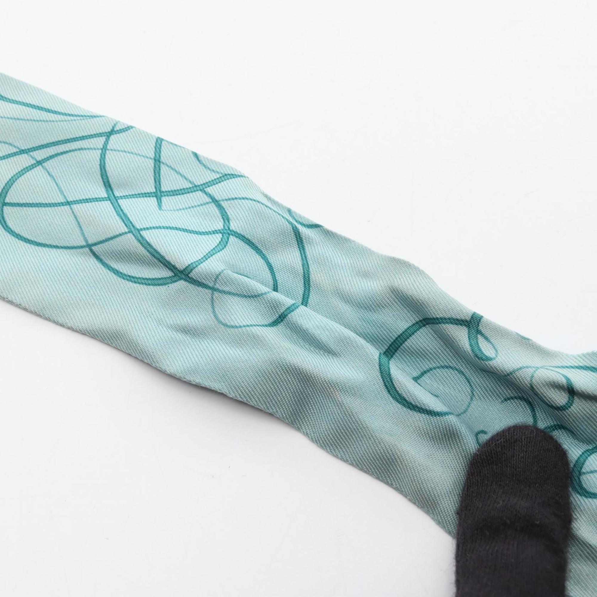 Hermes Hermès Twilly Silk Scarf for Women, Blue and Green