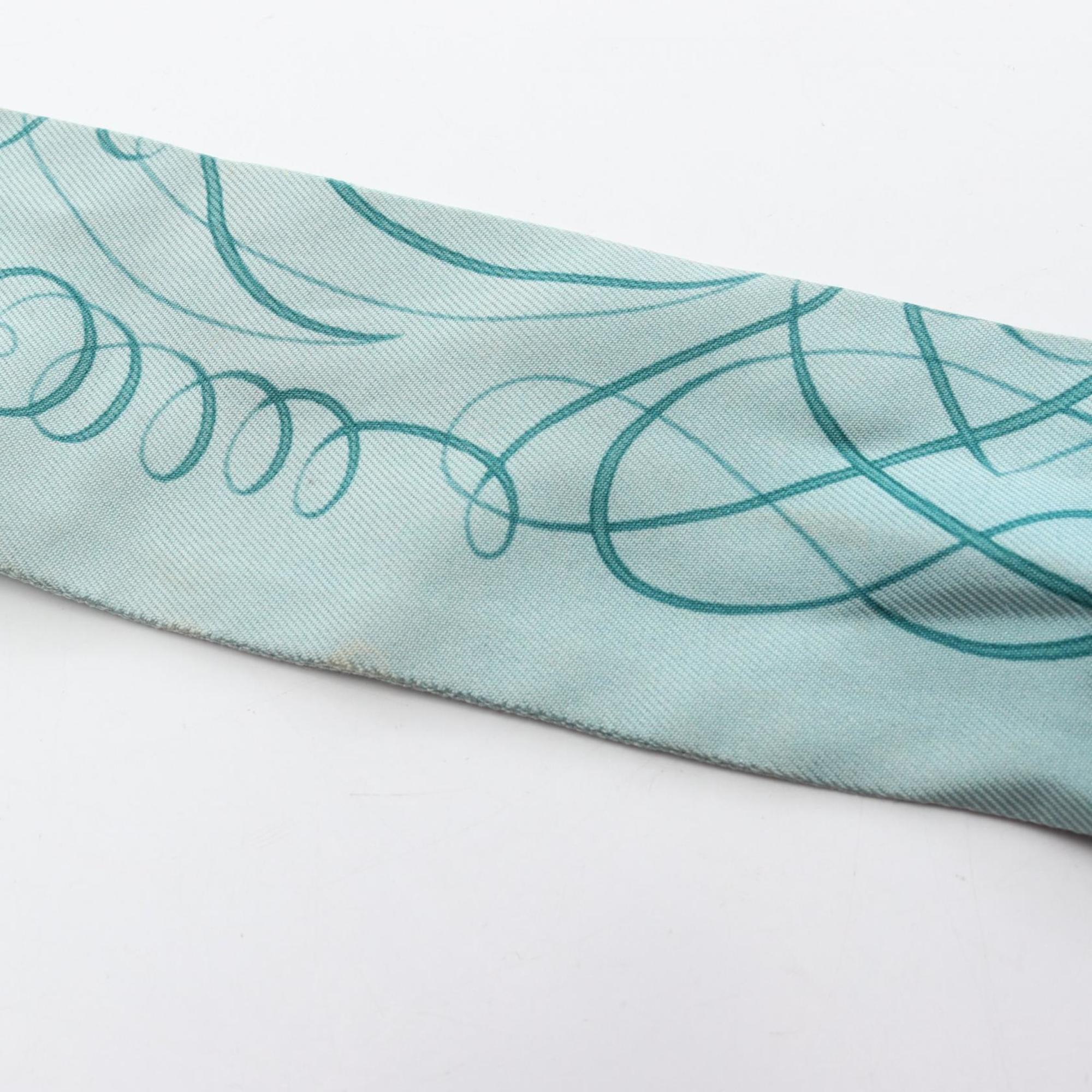 Hermes Hermès Twilly Silk Scarf for Women, Blue and Green