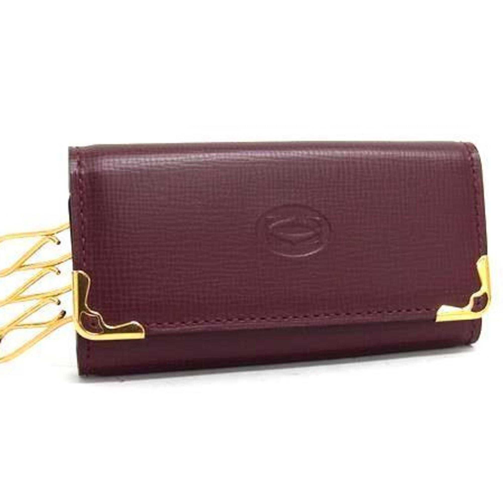 Cartier Must Line Key Case – Bordeaux Leather 4-Ring for Men and Women