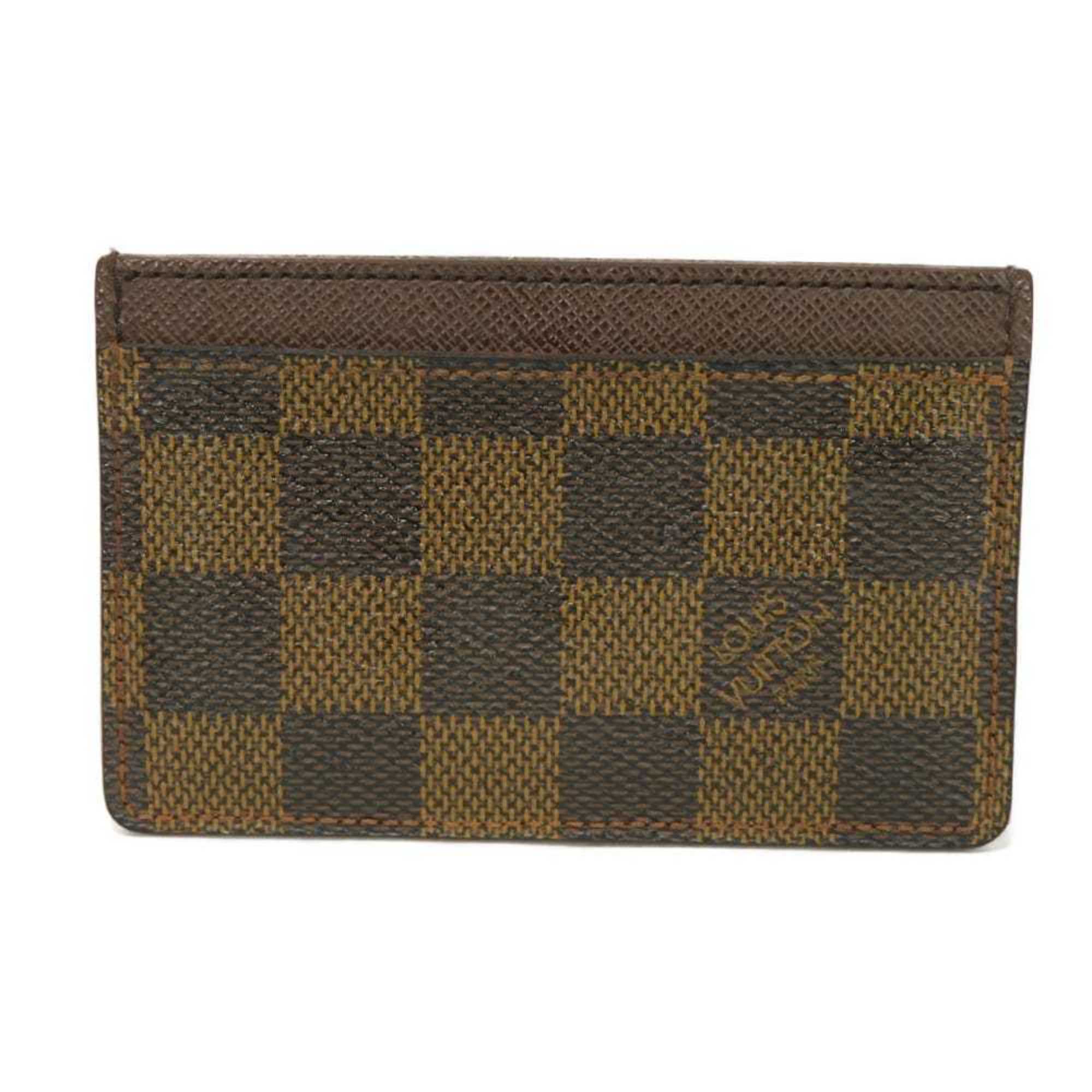 Louis Vuitton Porte Carte Sample Brown Card Case with Checkered Damier Ebene Leather, N61722, for Men and Women