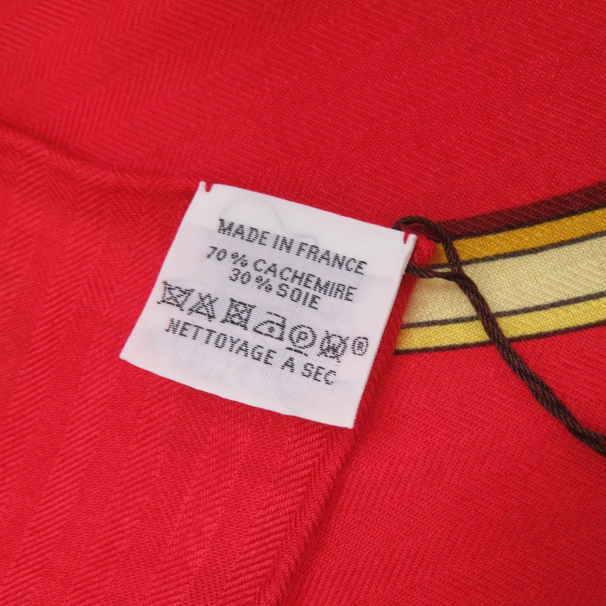 Hermes Like new Hermès Carré 140 CAVALCADOUR cashmere and silk scarf in red (1379)