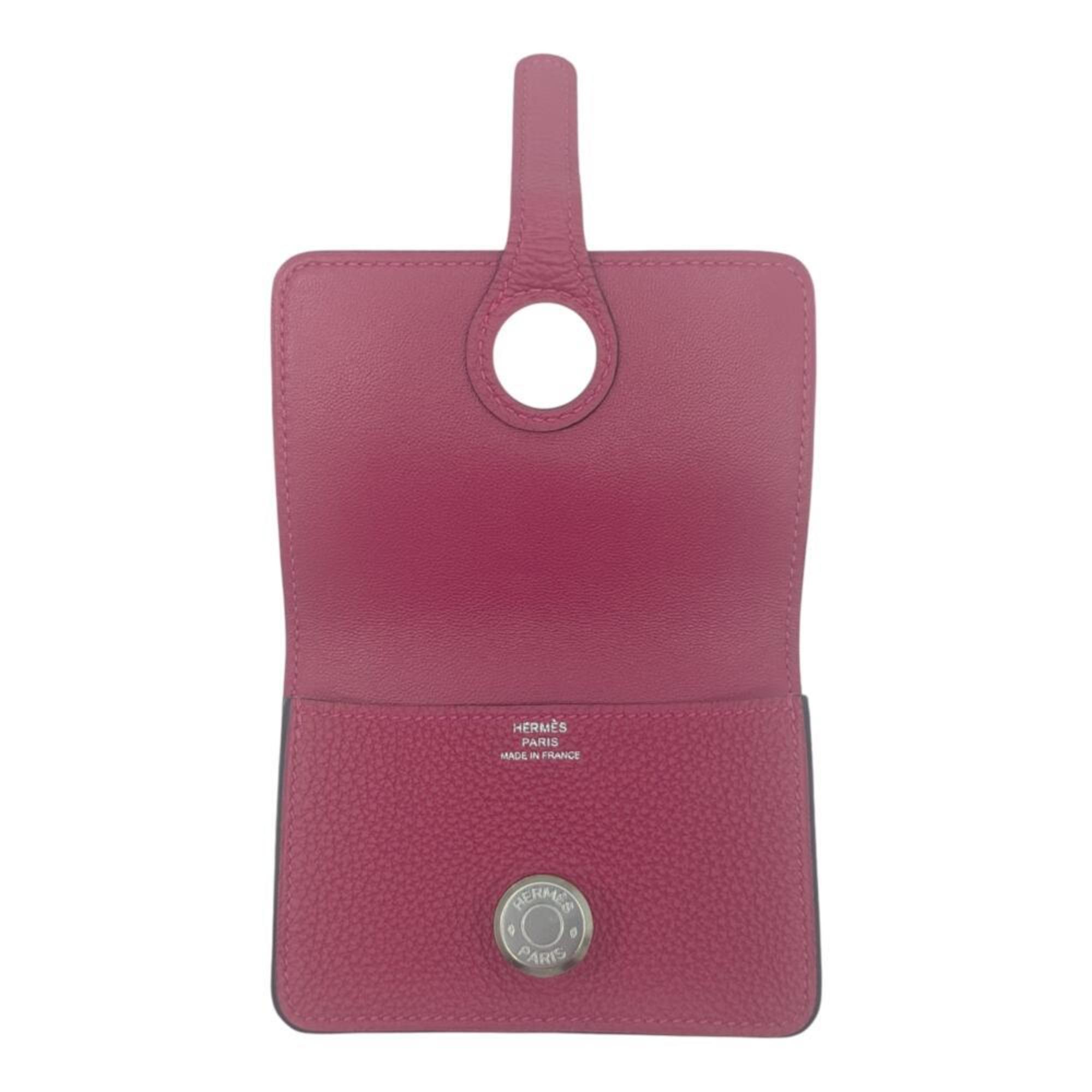 HERMES Dogon Business Card Case, Togo Raspberry, Z Stamp, 2021, Pink, for Men and Women