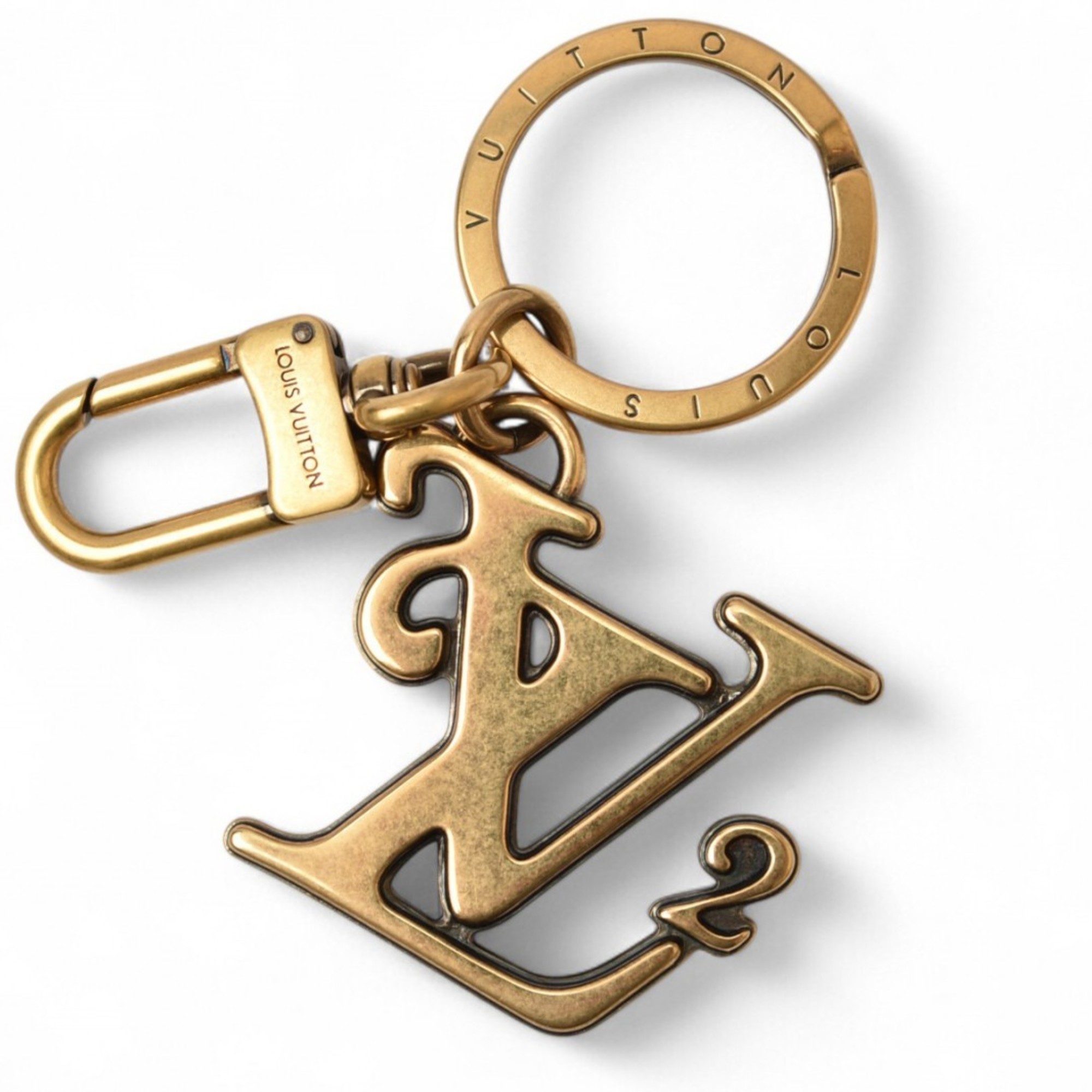 Louis Vuitton Unused Key Ring Holder Bag Charm LOUIS VUITTON NIGO Collaboration MP2715 Porto Cle Squared LV Gold