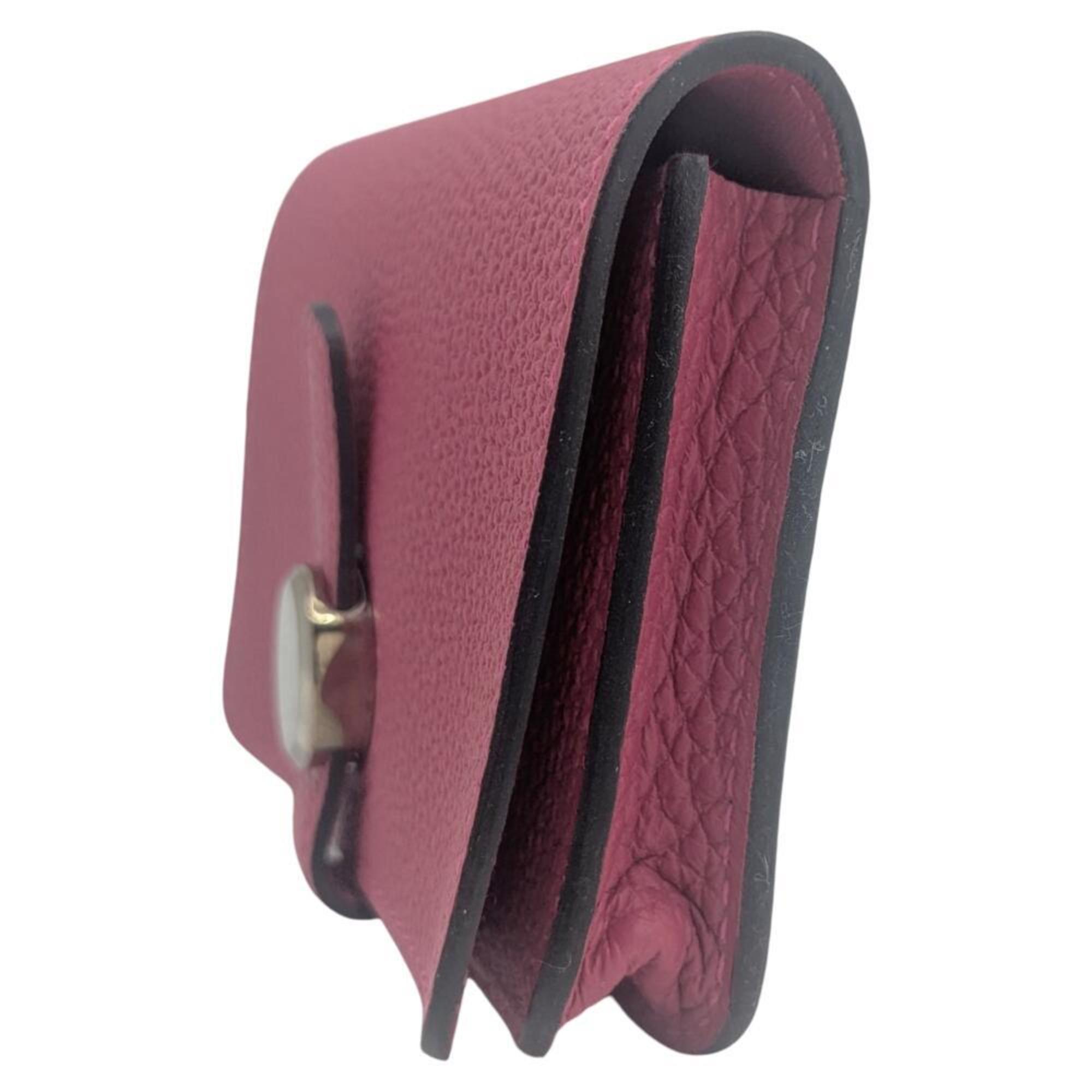 HERMES Dogon Business Card Case, Togo Raspberry, Z Stamp, 2021, Pink, for Men and Women