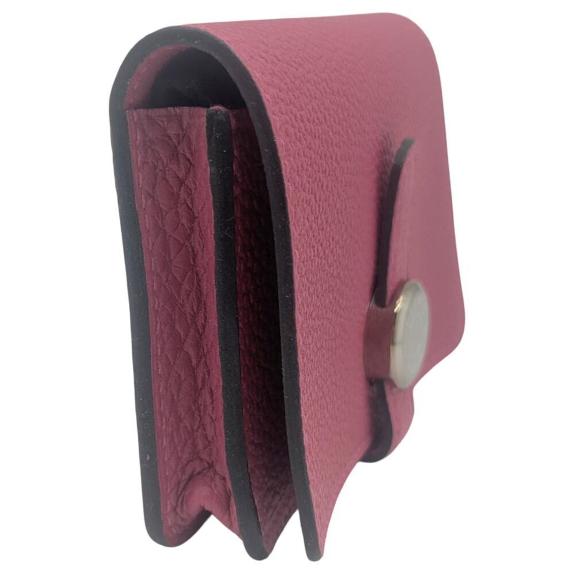 HERMES Dogon Business Card Case, Togo Raspberry, Z Stamp, 2021, Pink, for Men and Women