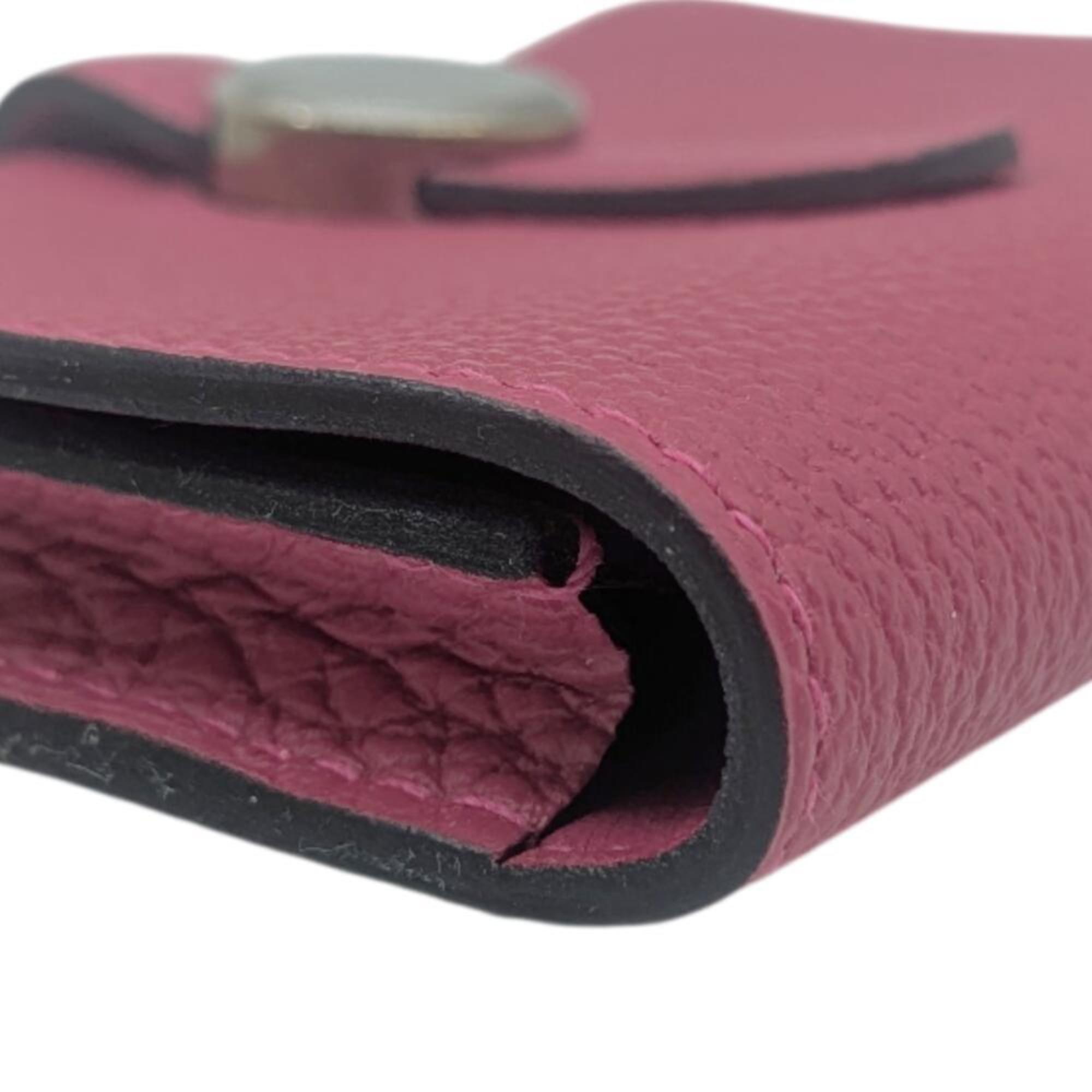 HERMES Dogon Business Card Case, Togo Raspberry, Z Stamp, 2021, Pink, for Men and Women