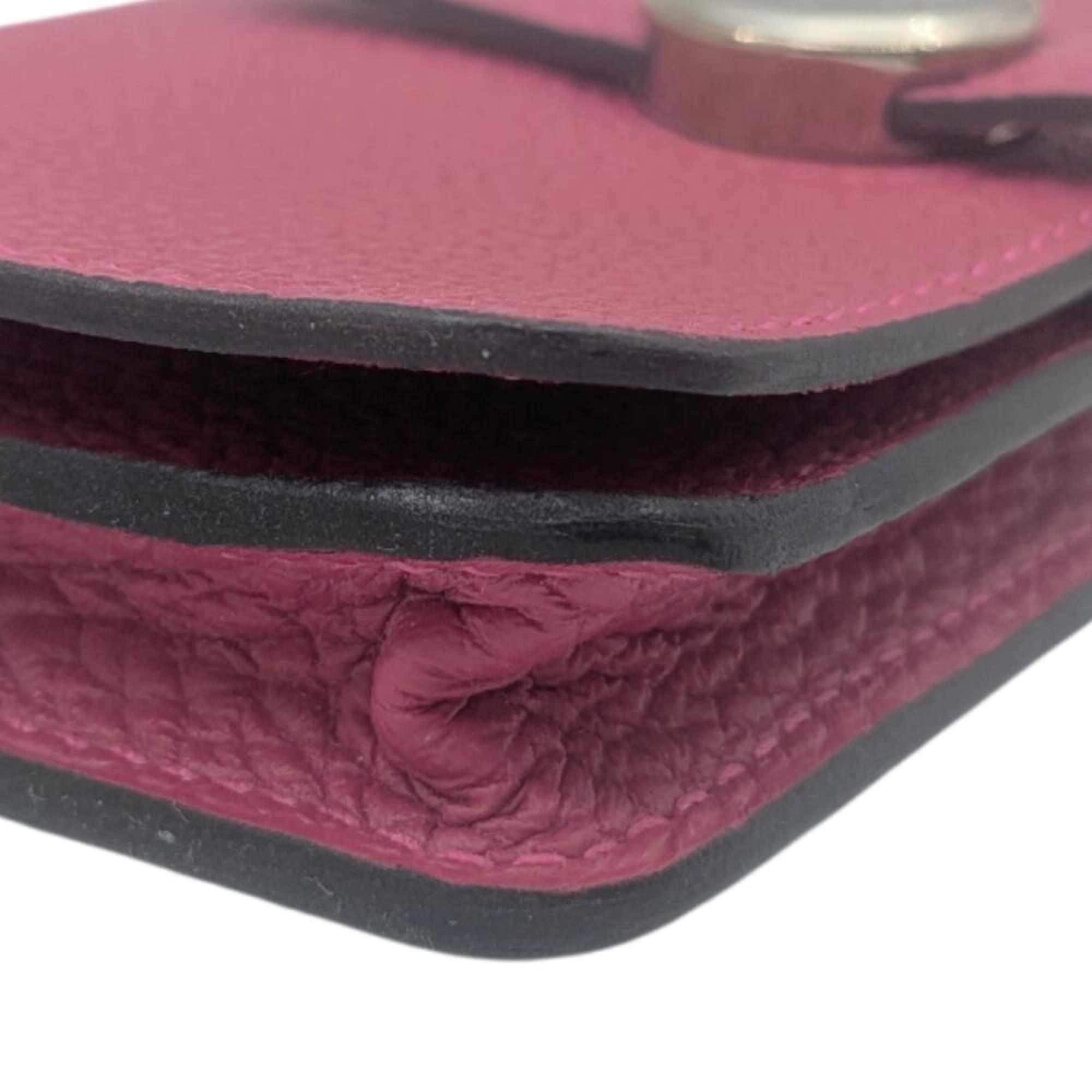 HERMES Dogon Business Card Case, Togo Raspberry, Z Stamp, 2021, Pink, for Men and Women