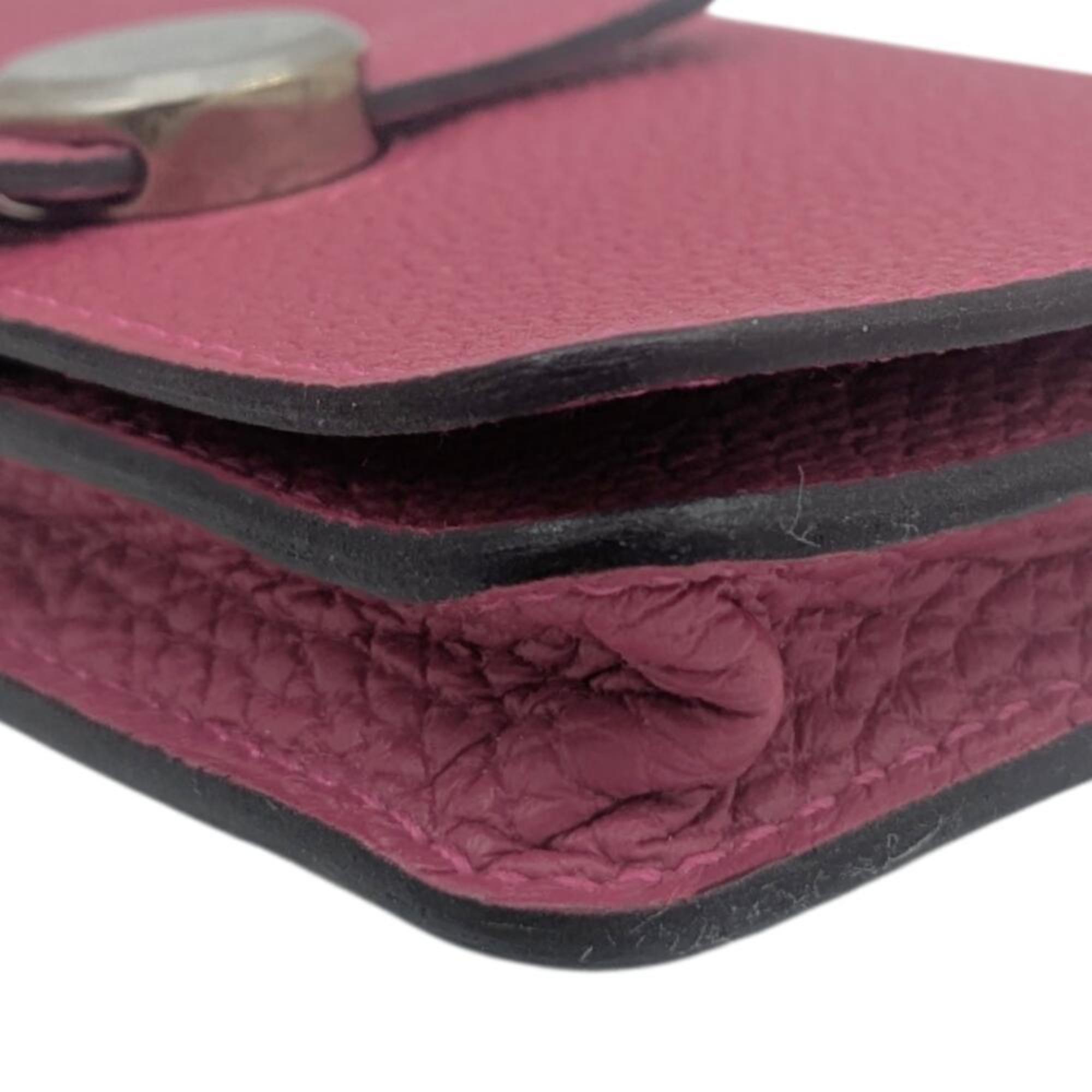 HERMES Dogon Business Card Case, Togo Raspberry, Z Stamp, 2021, Pink, for Men and Women