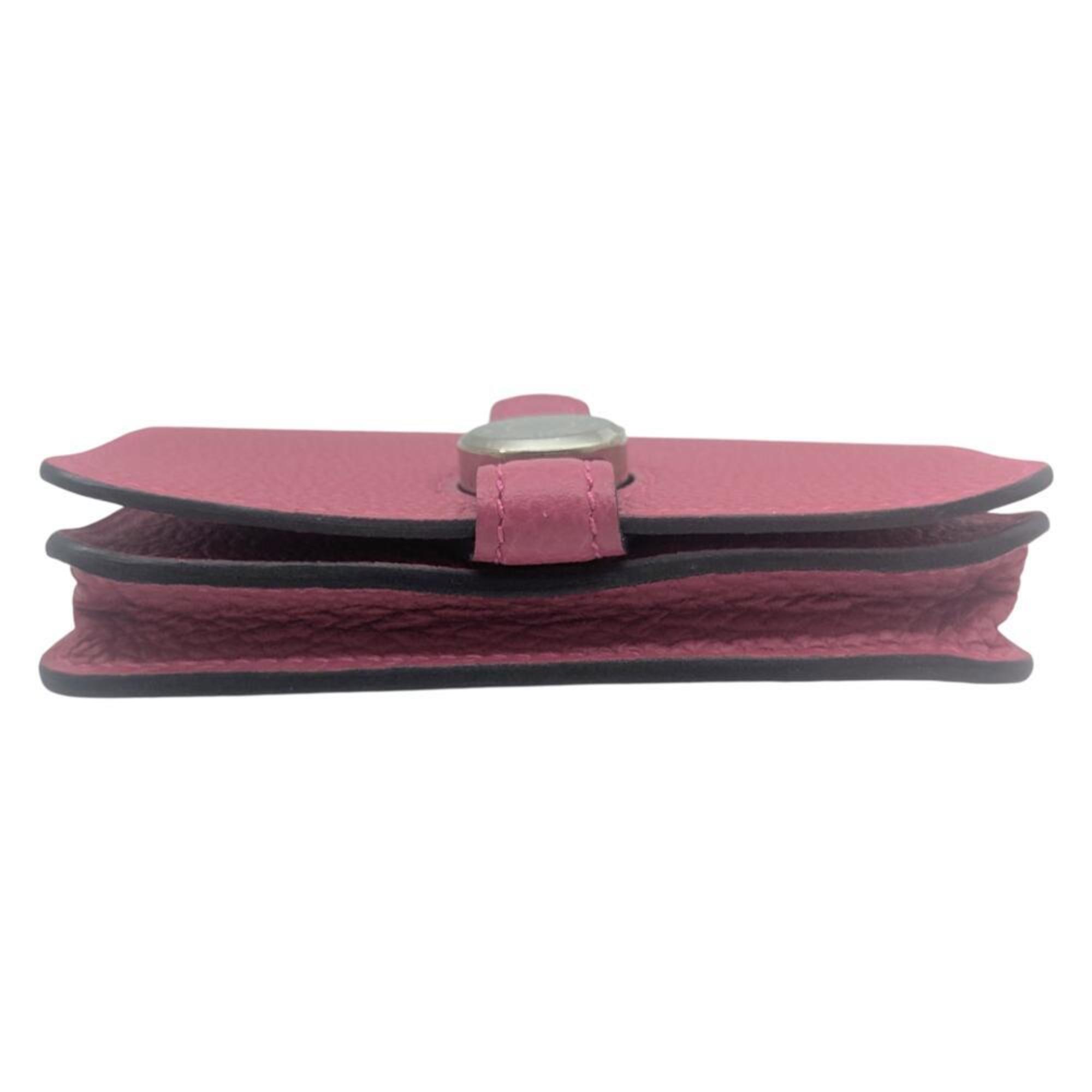 HERMES Dogon Business Card Case, Togo Raspberry, Z Stamp, 2021, Pink, for Men and Women
