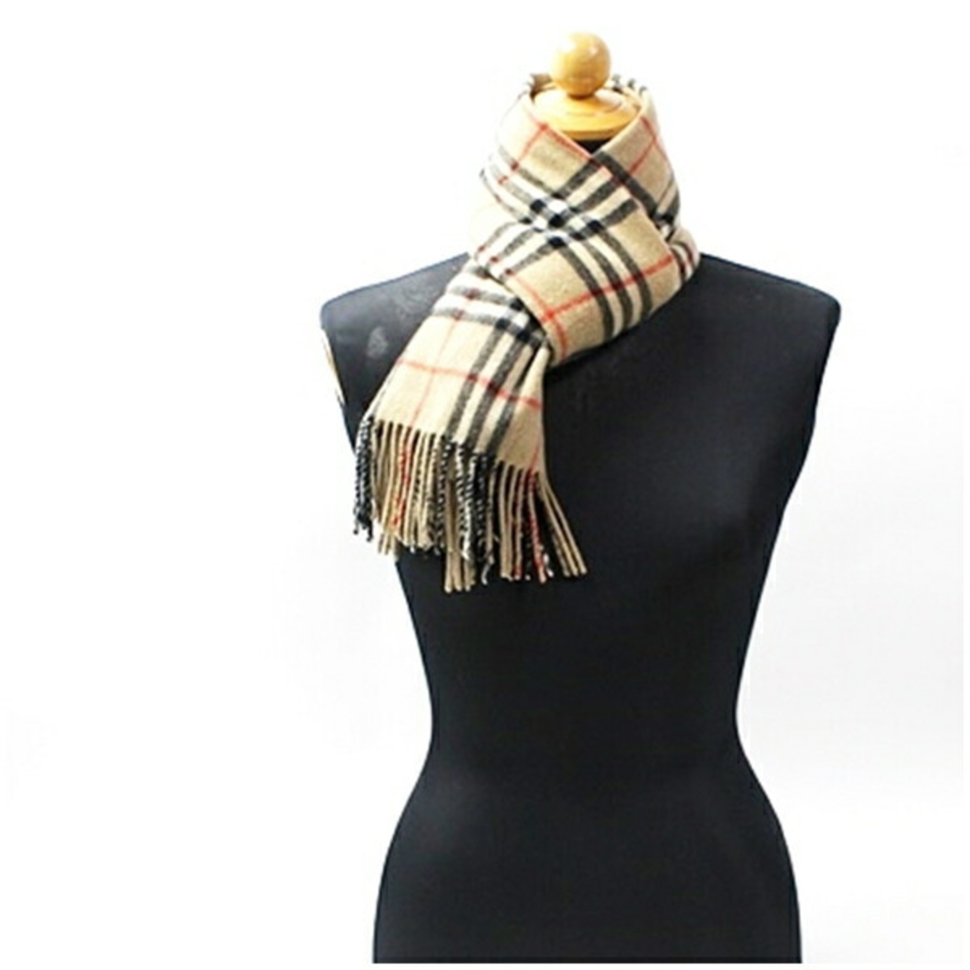 Burberry Cashmere Scarf, Camel x Check, 136 30 cm, for Men and Women