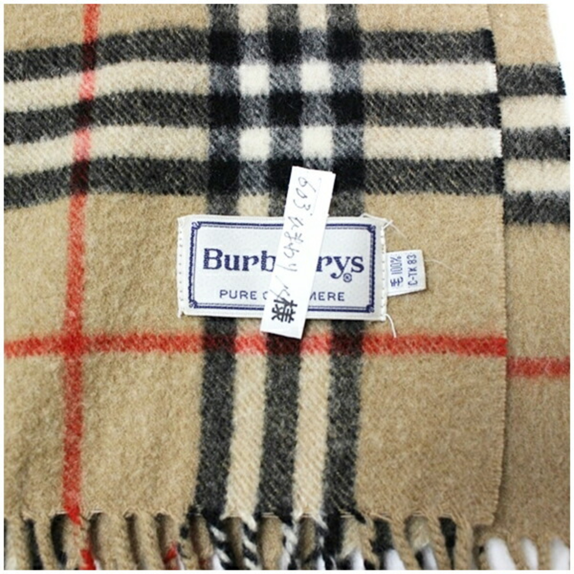 Burberry Cashmere Scarf, Camel x Check, 136 30 cm, for Men and Women