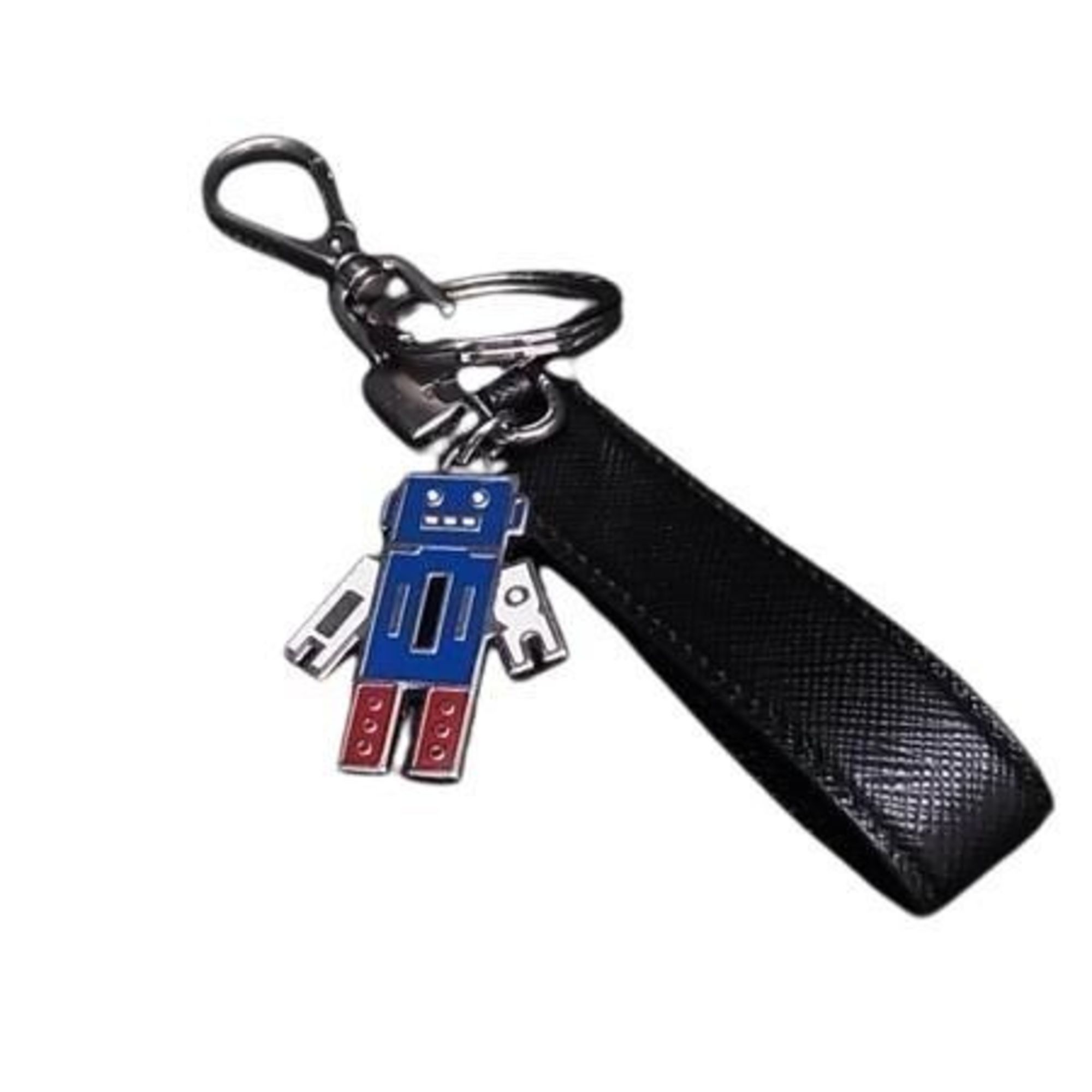 PRADA Prada Robot Keychain 2PP040 in Black and Multicolored Saffiano Leather for Men Women