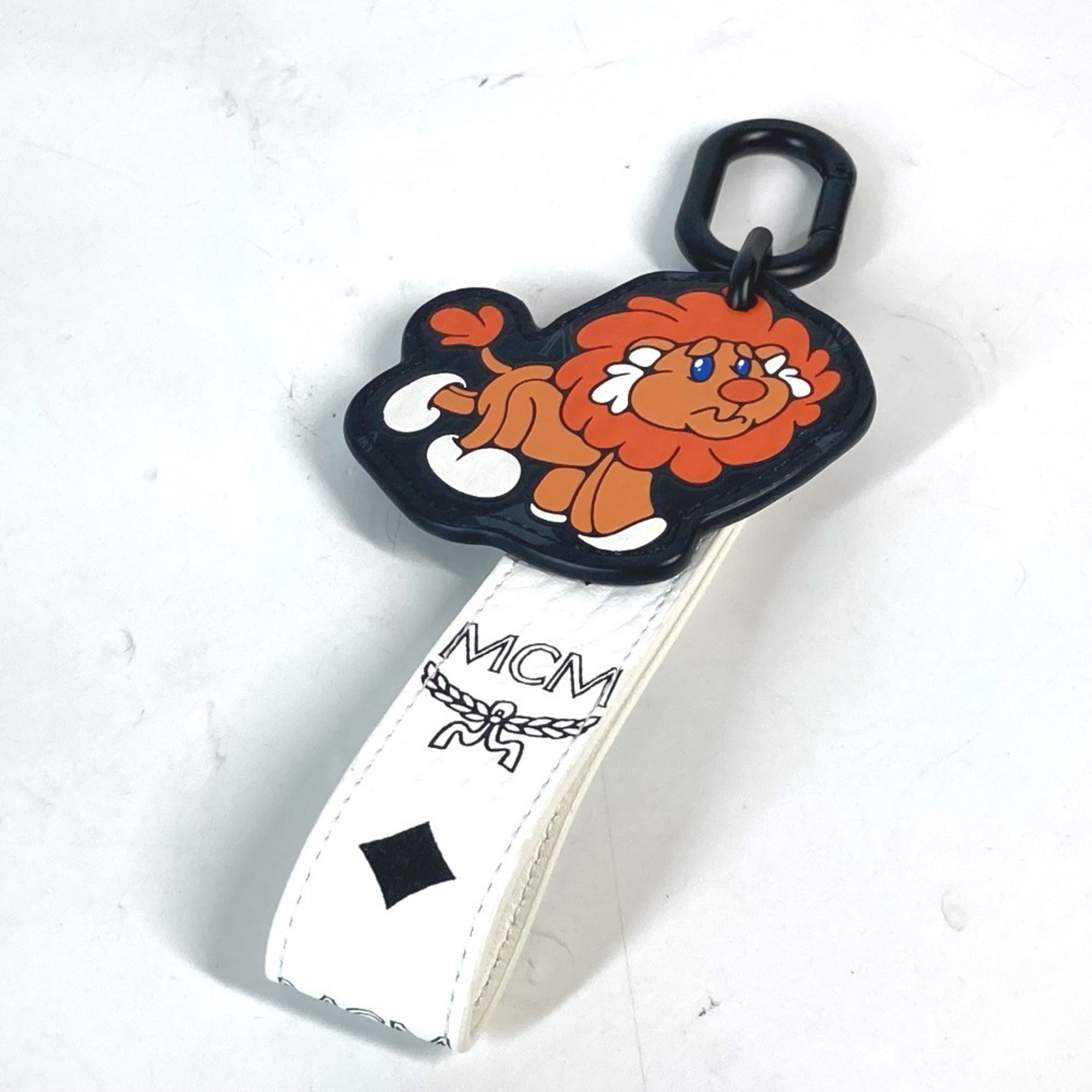 MCM Lion Visetos Bag Charm Strap Keychain Leather Men’s Women’s White