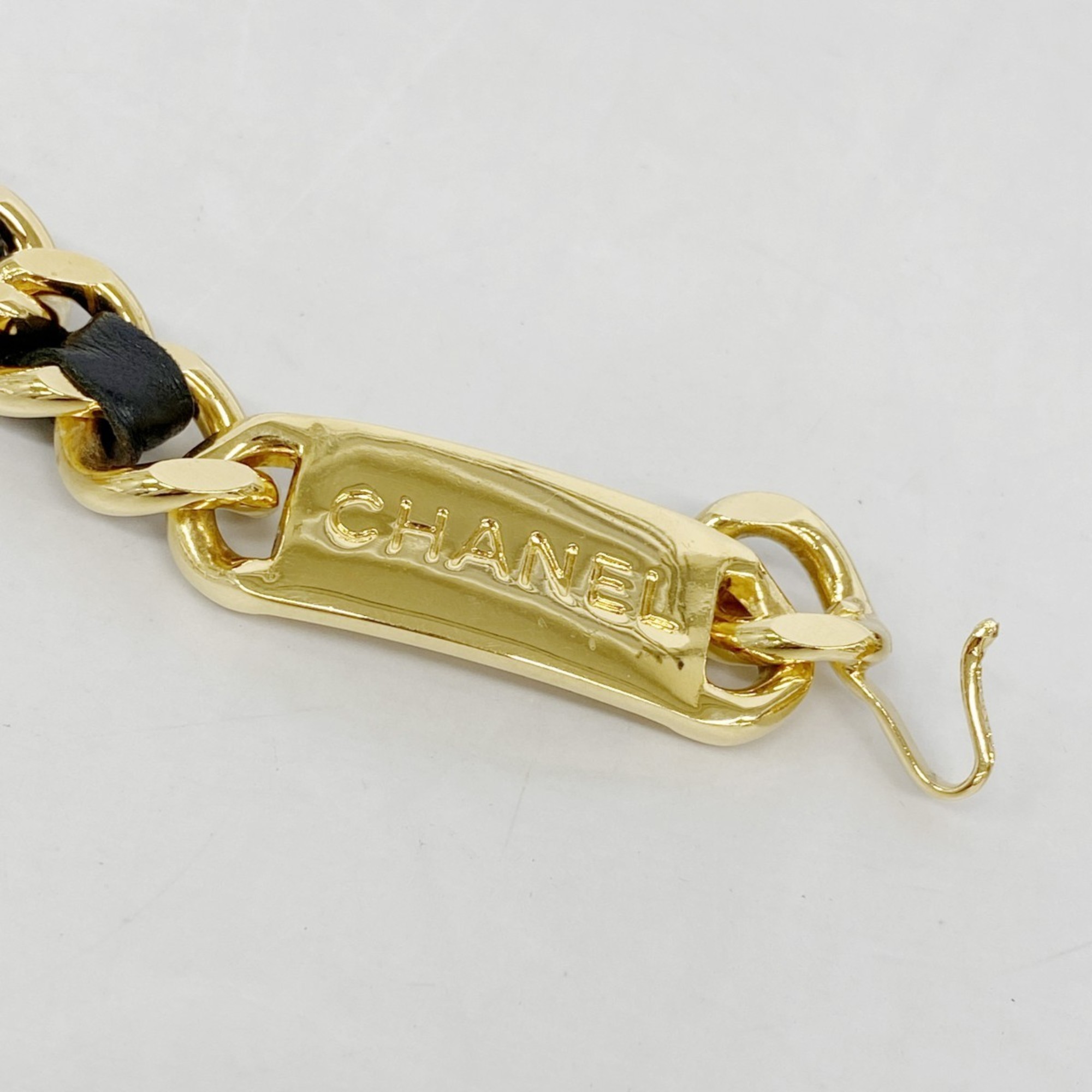 Chanel belt chain black gold women's