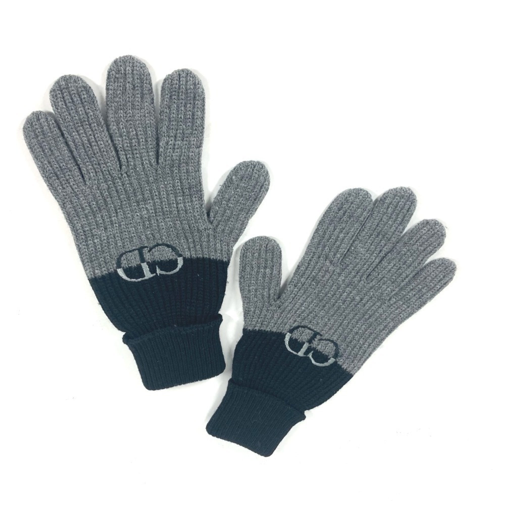 Dior 213MG01AT481 Bicolor CD Logo Gloves Accessories Wool Men’s Grey