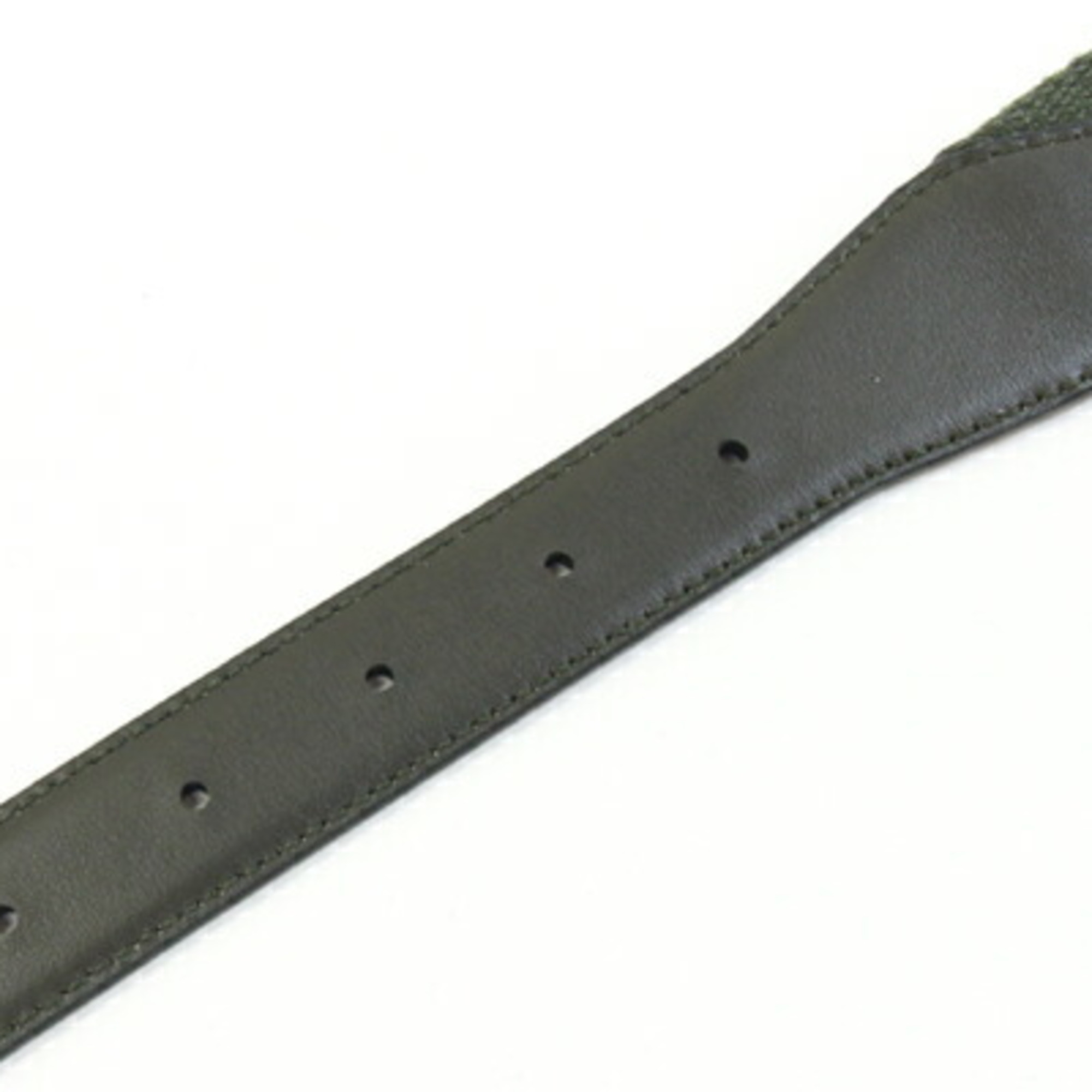 Prada Belt 2CN070 Khaki Ivory Canvas Leather Houndstooth Men's PRADA