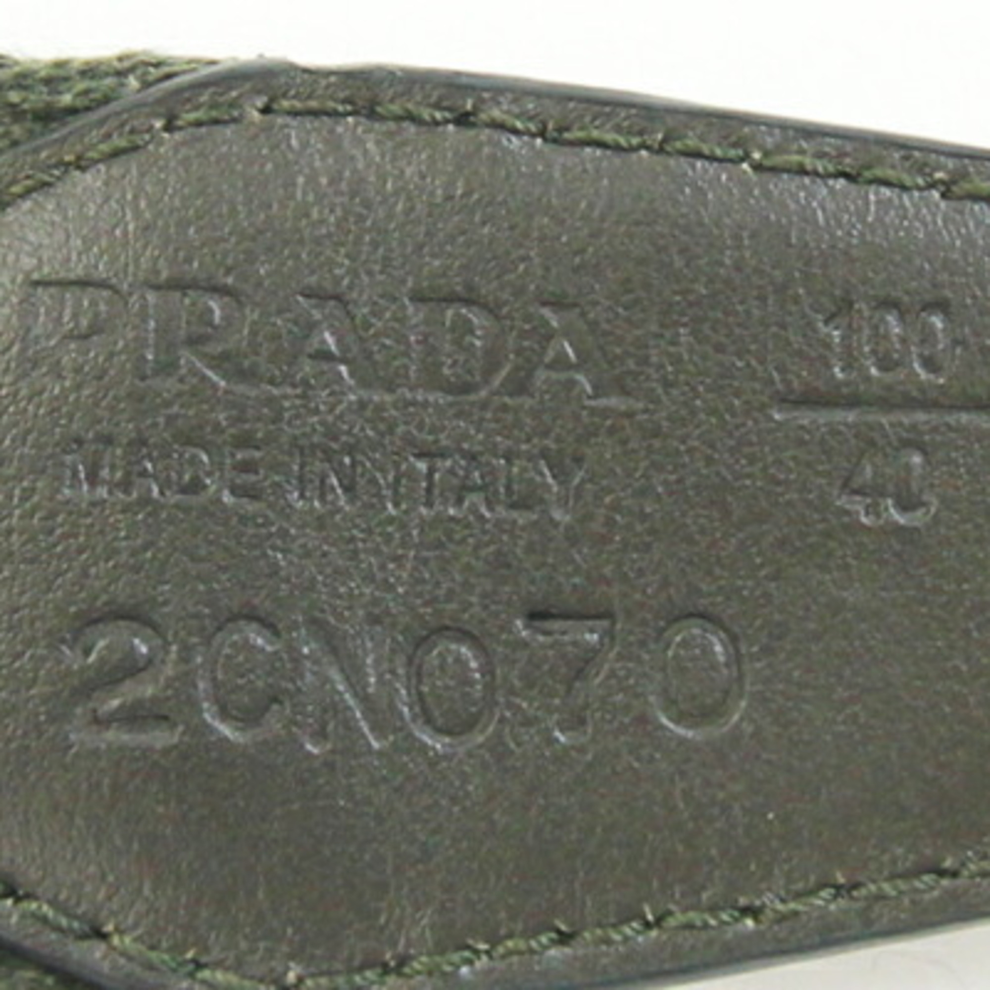 Prada Belt 2CN070 Khaki Ivory Canvas Leather Houndstooth Men's PRADA