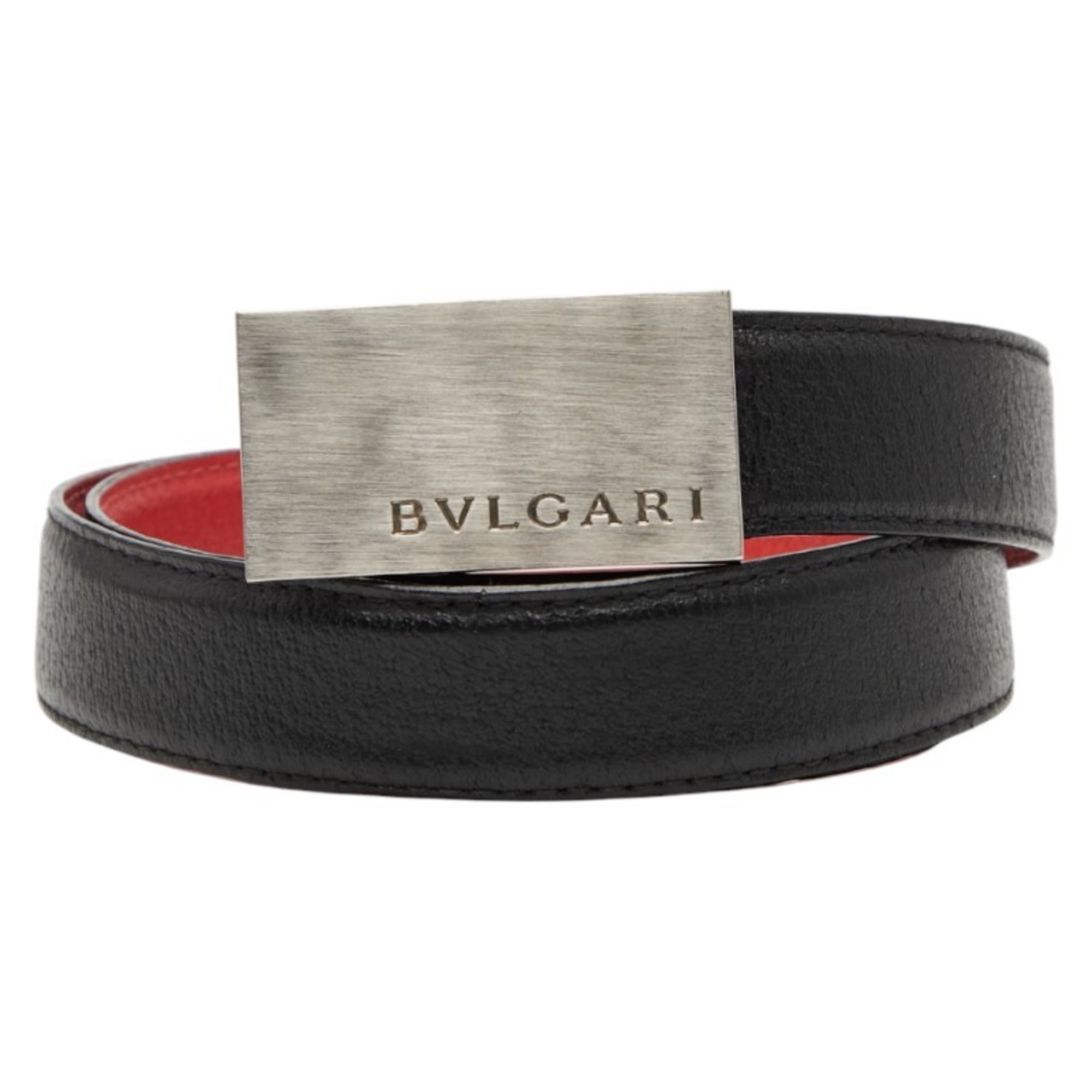 Bvlgari Belt Size: 110 44 Black Red Leather Men’s BVLGARI