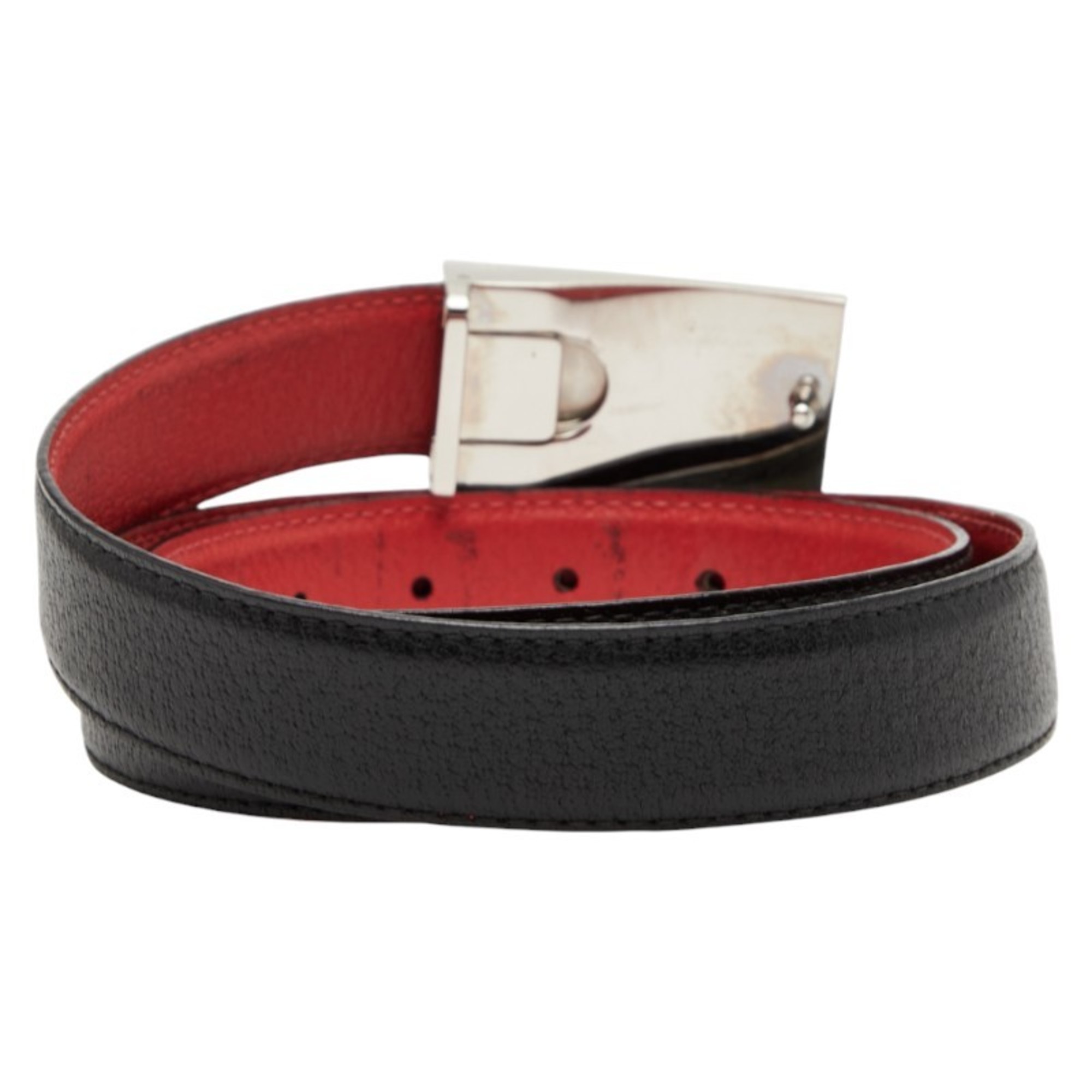 Bvlgari Belt Size: 110 44 Black Red Leather Men's BVLGARI