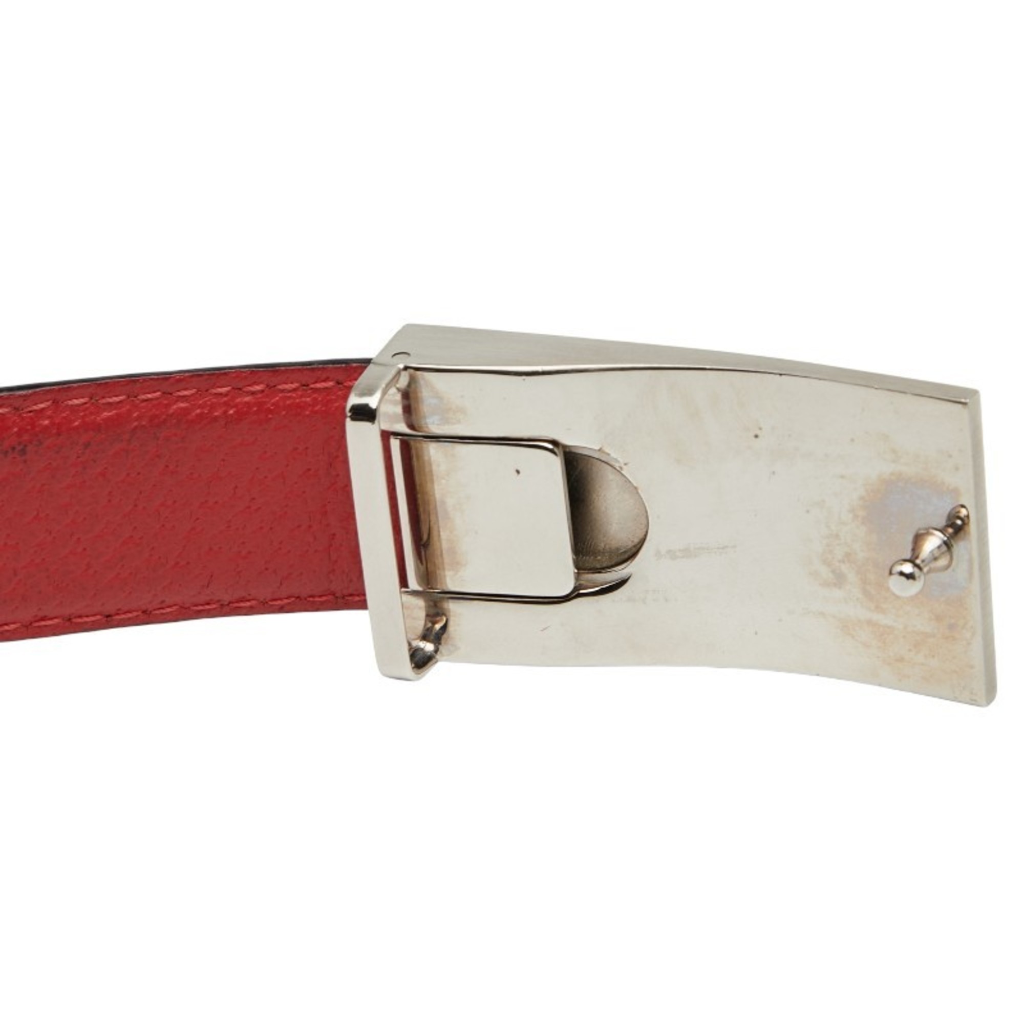 Bvlgari Belt Size: 110 44 Black Red Leather Men's BVLGARI