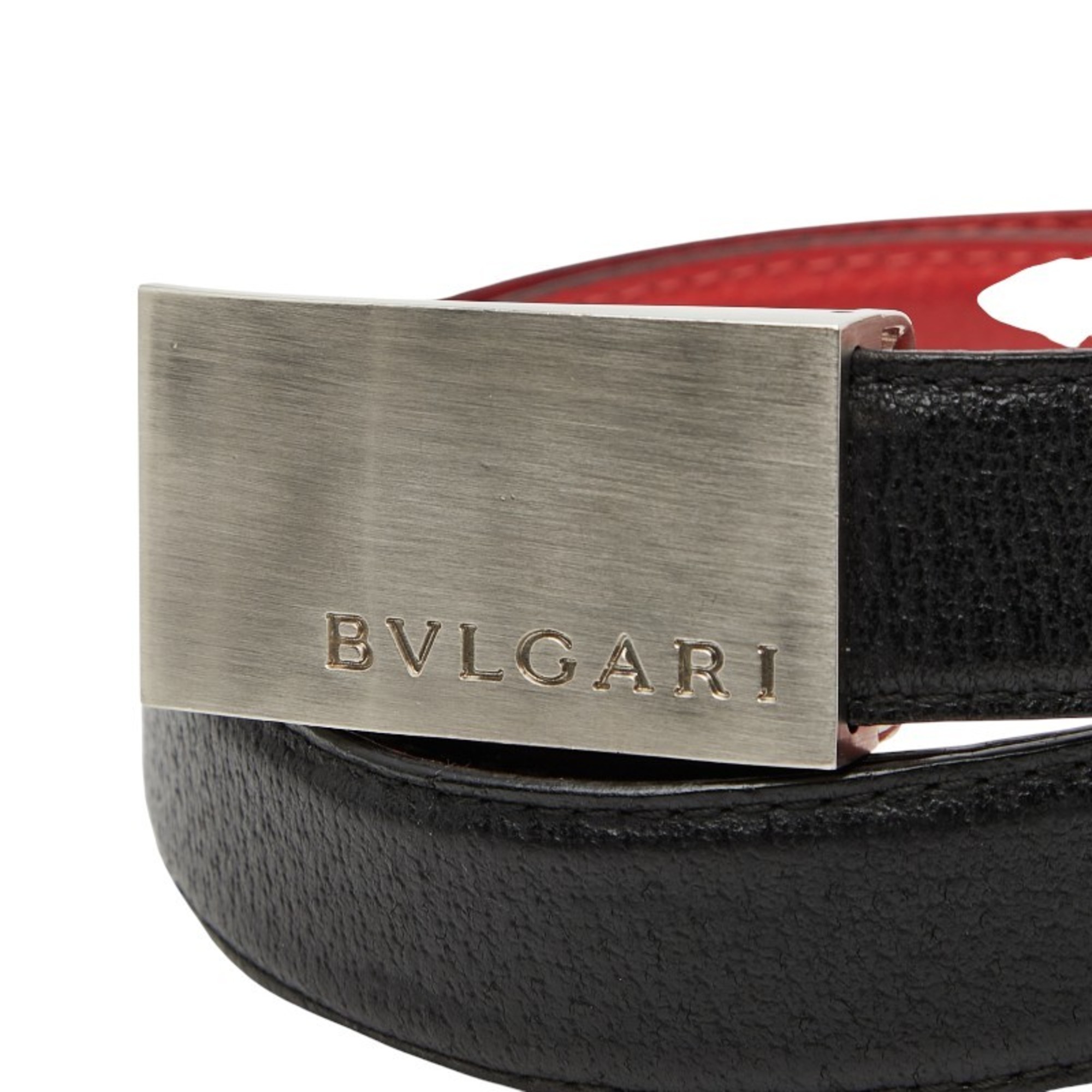 Bvlgari Belt Size: 110 44 Black Red Leather Men's BVLGARI