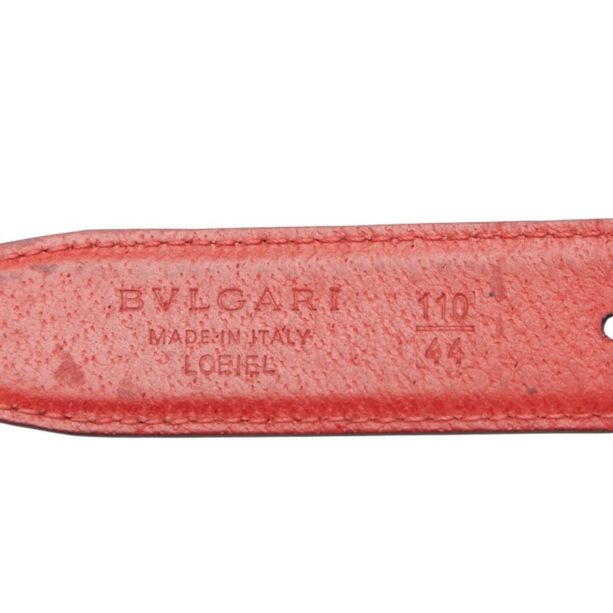 Bvlgari Belt Size: 110 44 Black Red Leather Men's BVLGARI