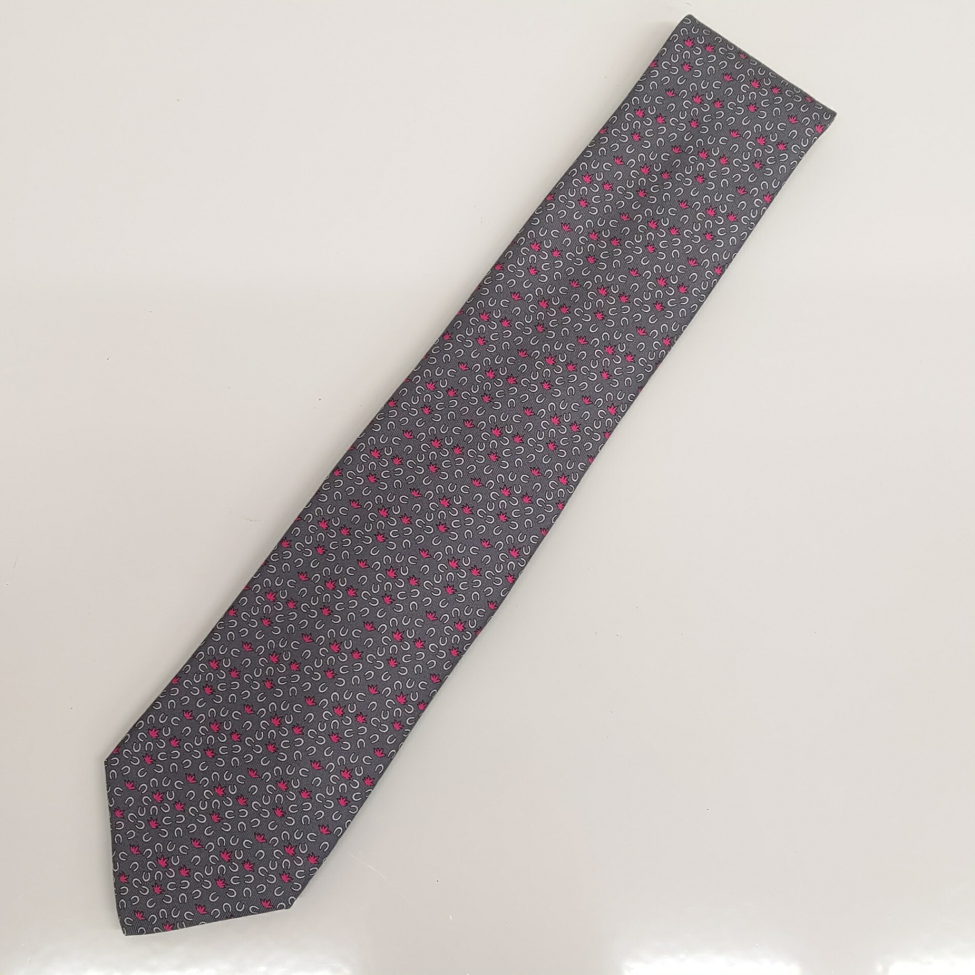 HERMES Hermès tie, unused, horseshoe, gray, JA-24732