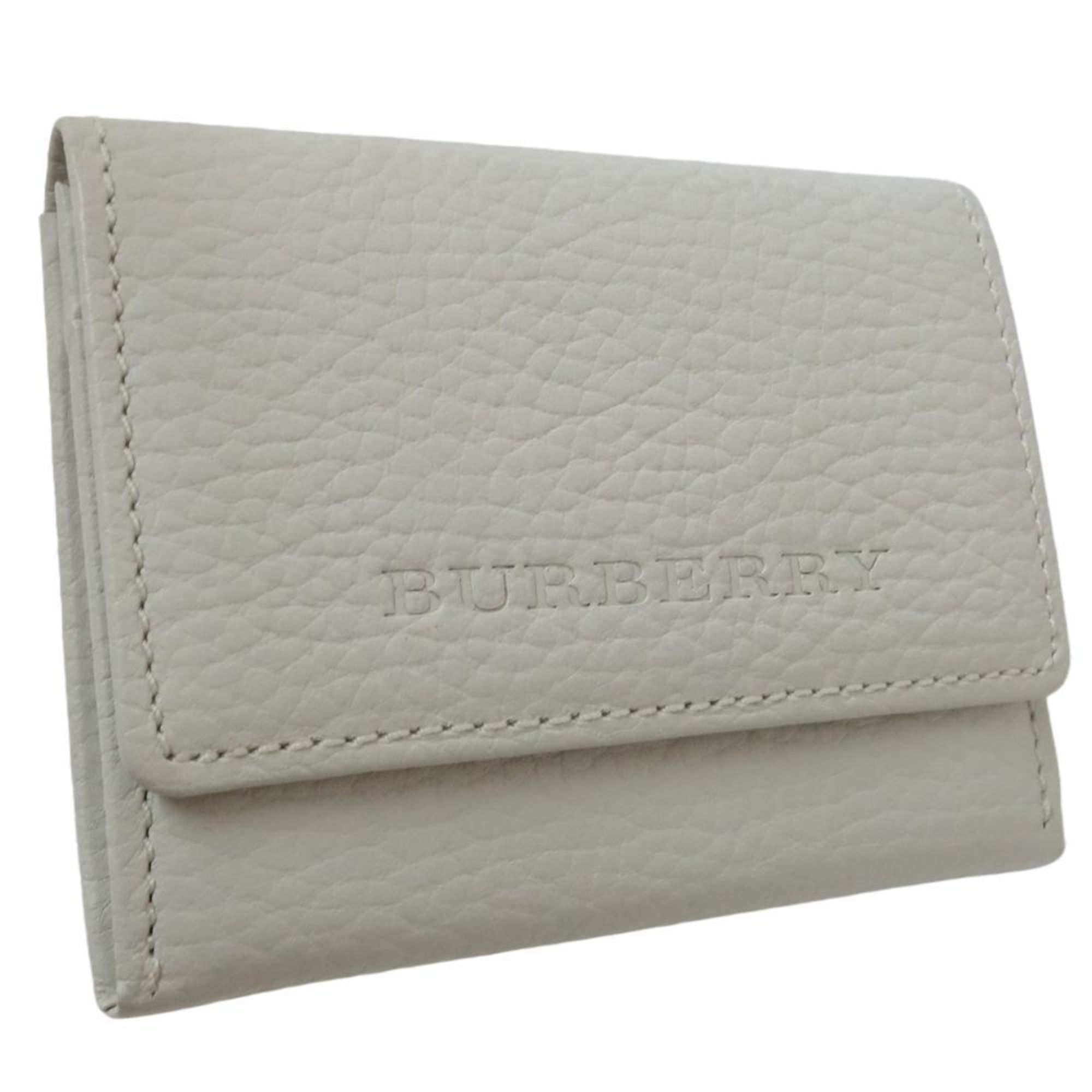 BURBERRY Business card holder case leather white 083535