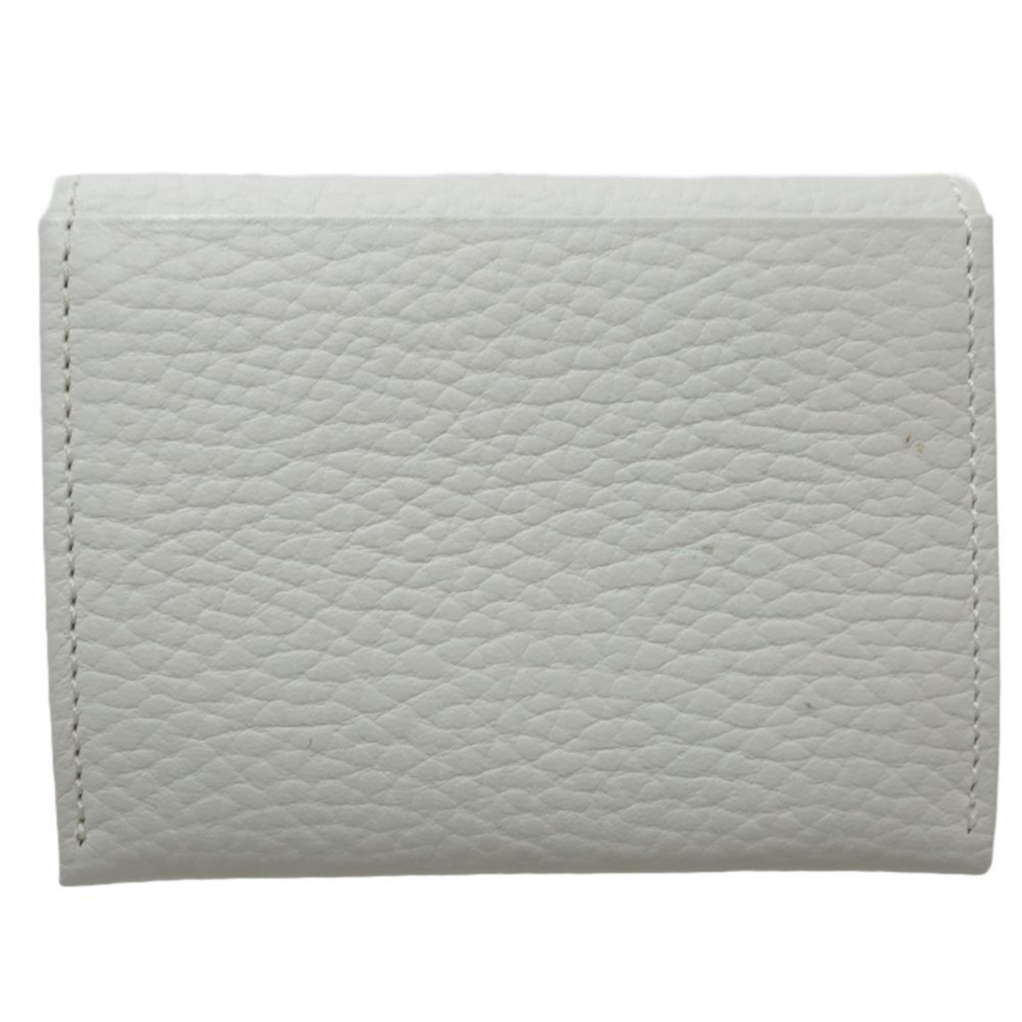 BURBERRY Business card holder case leather white 083535