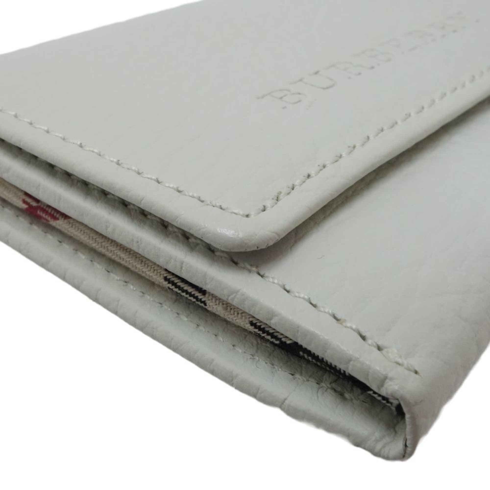 BURBERRY Business card holder case leather white 083535