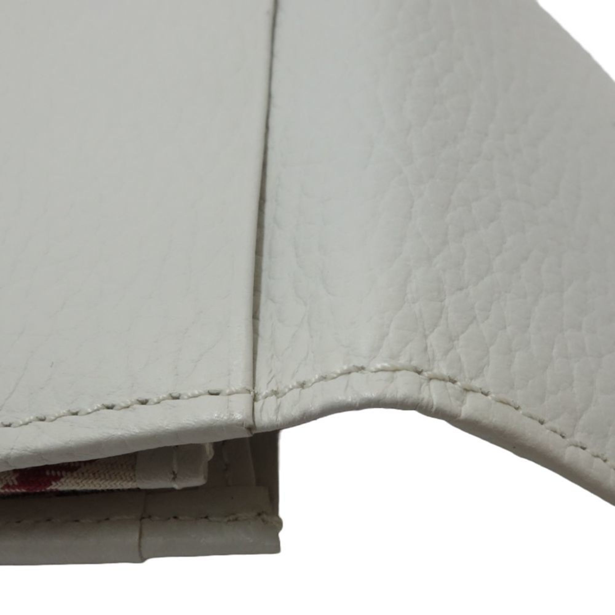 BURBERRY Business card holder case leather white 083535