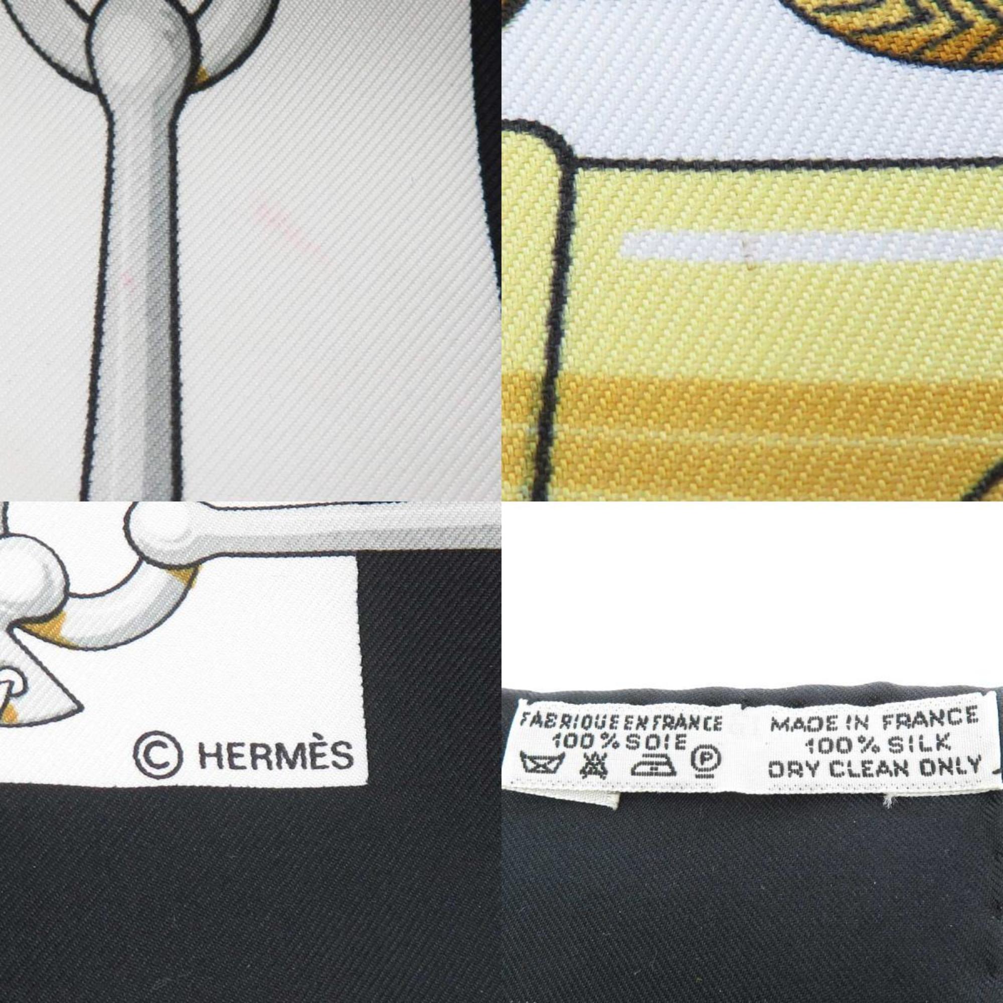Hermes HERMES Scarf/Muffler Carre 90 Cliquetis Silk Black Gold White Women's e60123a