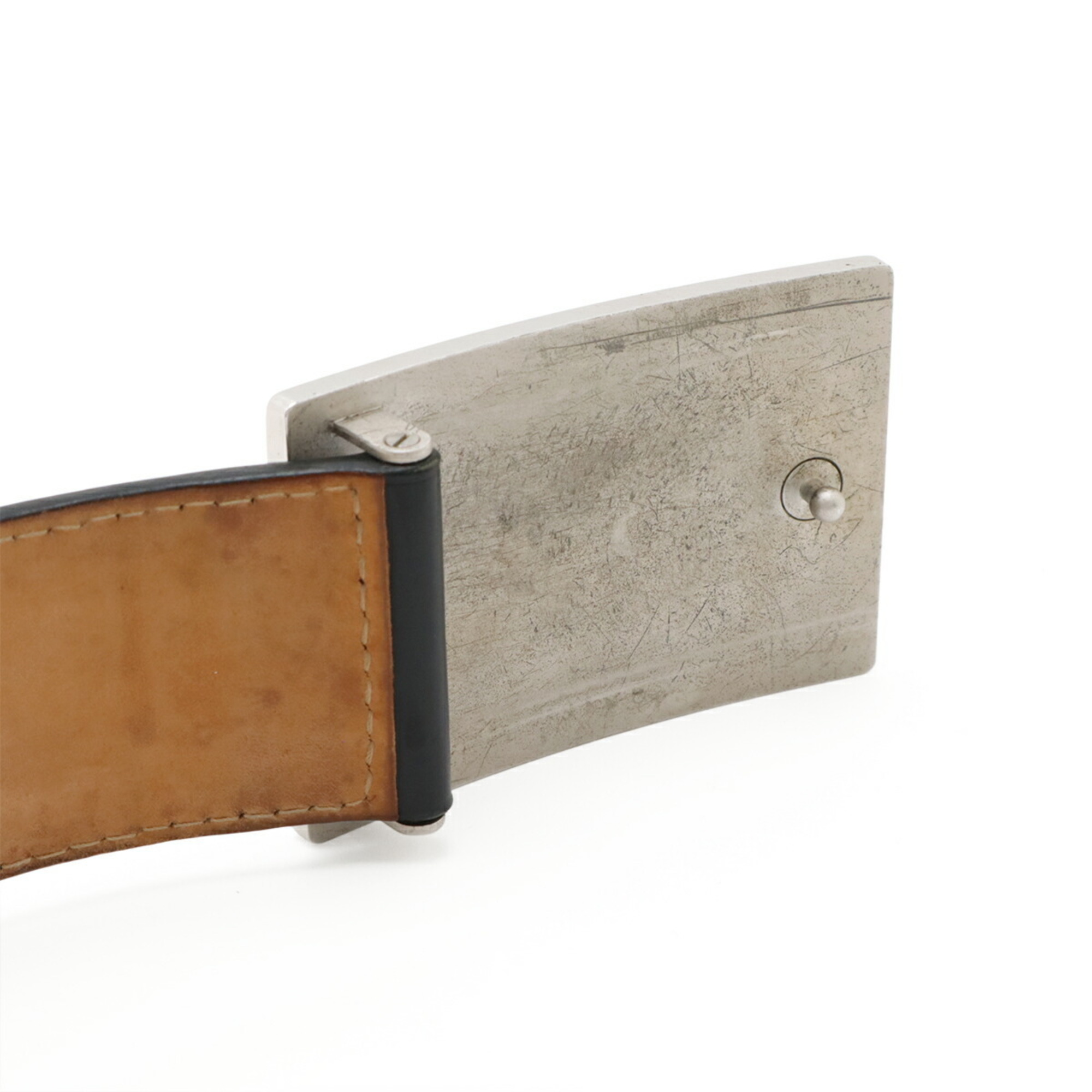 LOUIS VUITTON Santur Jeans Belt, Black Leather, Men's, #90, M6812U