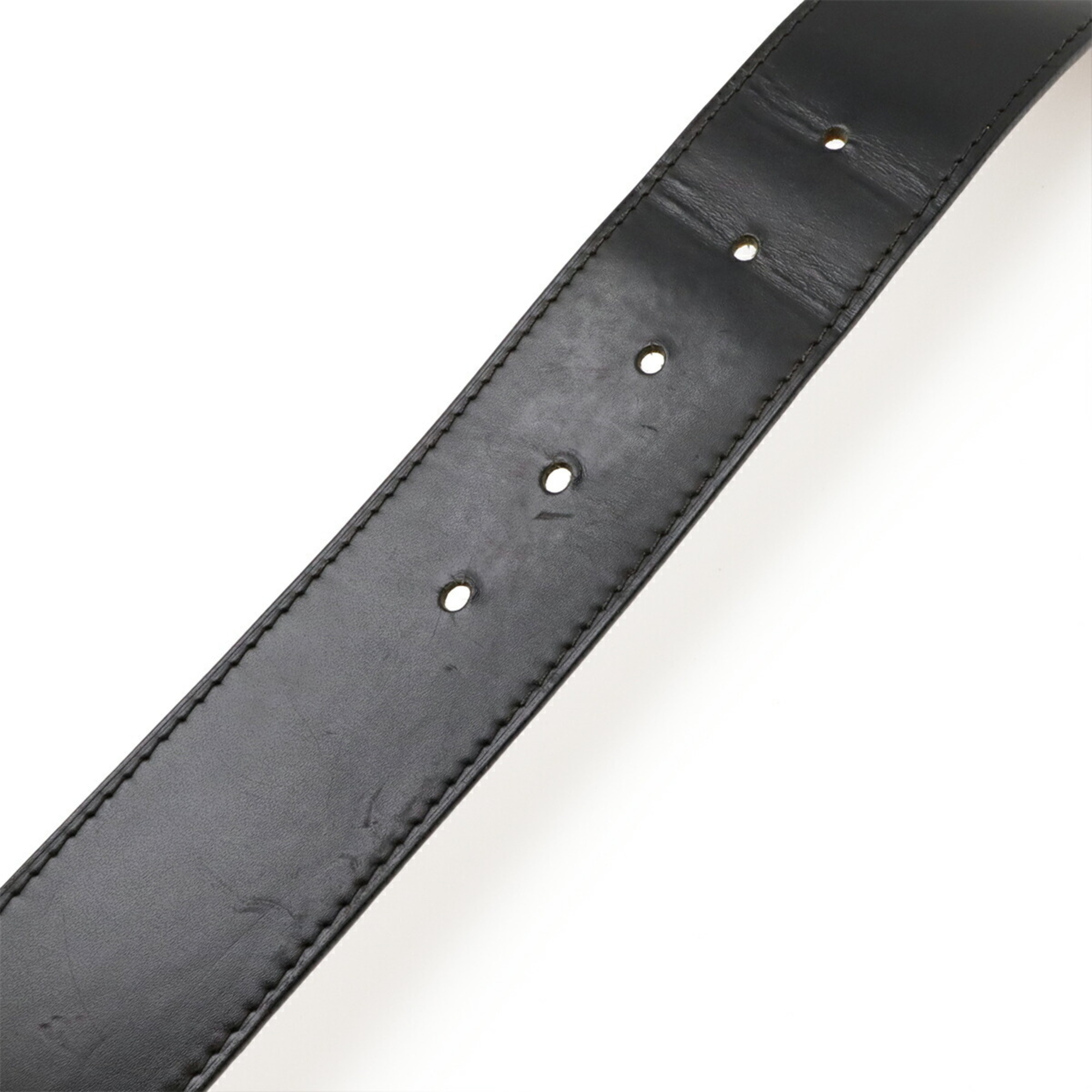 LOUIS VUITTON Santur Jeans Belt, Black Leather, Men's, #90, M6812U