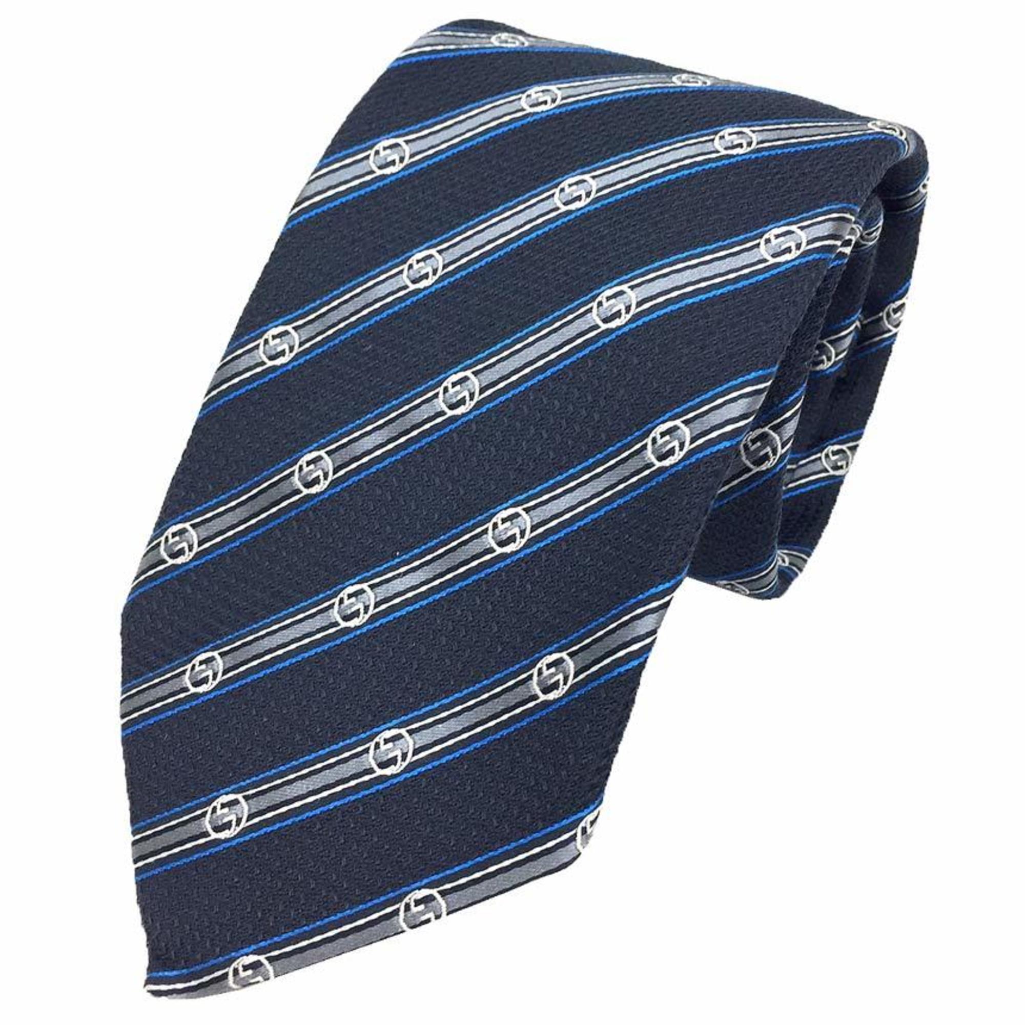 GUCCI Gucci tie GG stripe silk navy x grey men’s aq10122